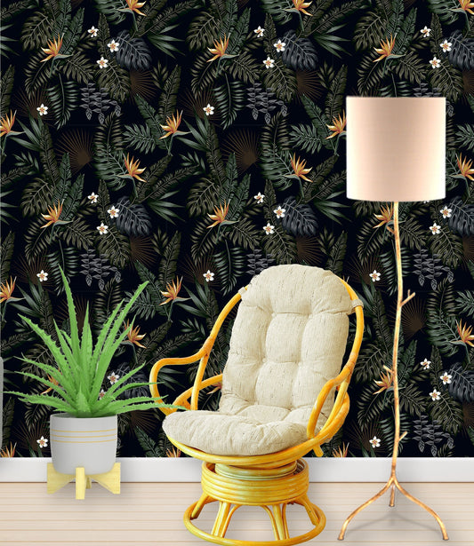 Exotic Wallpaper, Palm Leaf Wallpaper Peel and Stick Tropical Leaf Wallpaper, Removable Wall Paper