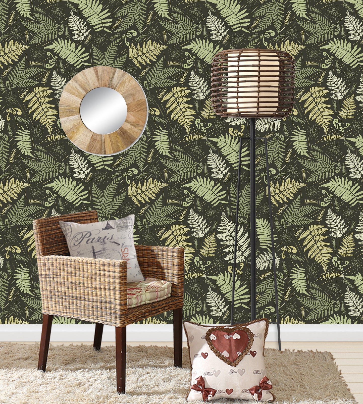 Fern Wallpaper Peel and Stick, Botanical Wallpaper, Removable Wall Paper
