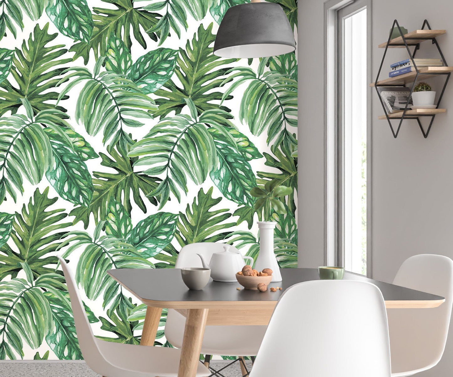 Palm Wallpaper Peel and Stick, Green Leaf Wallpaper Tropical Wallpaper, Removable Wall Paper