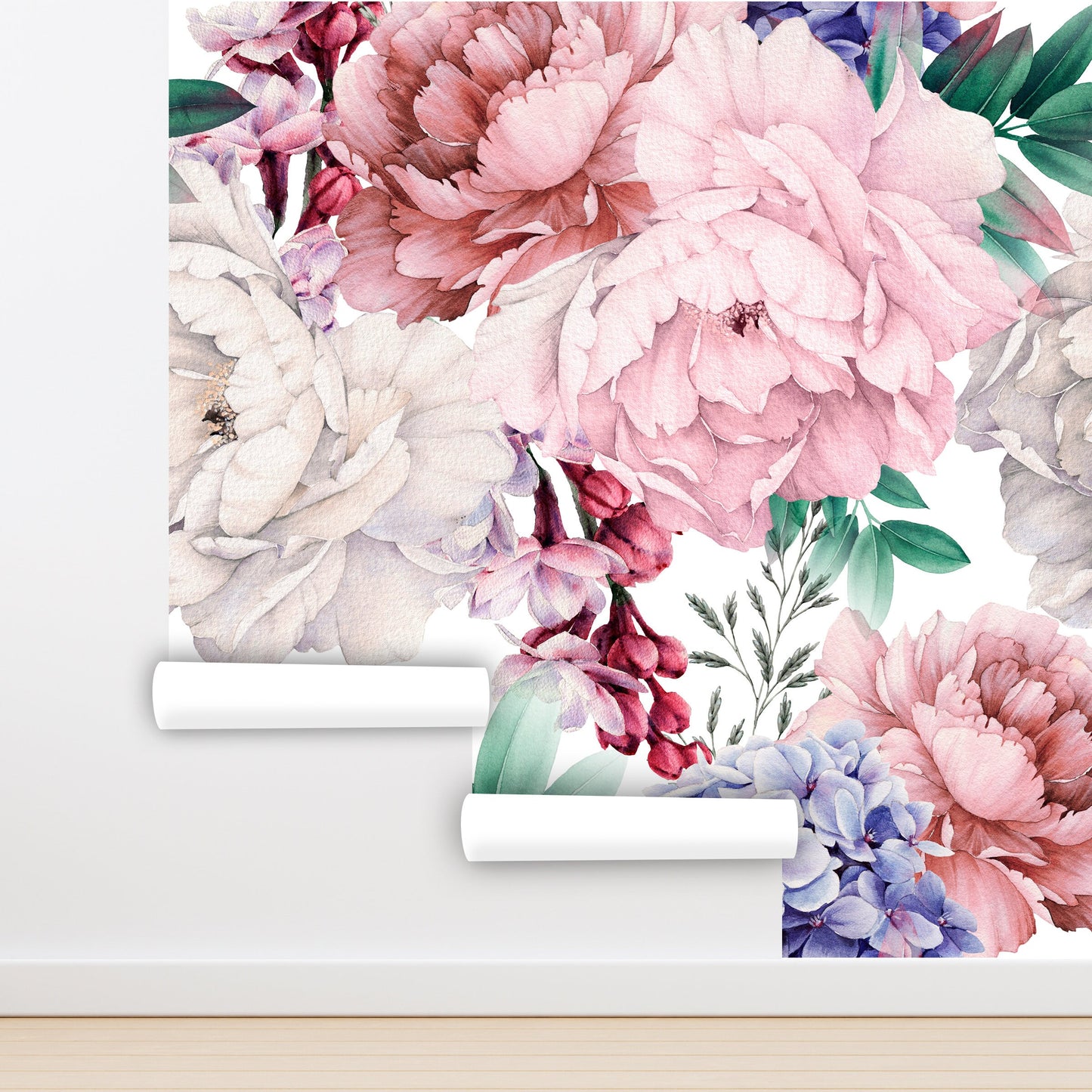 Pink Peony Wallpaper, Floral Wallpaper Peel and Stick, Nursery Wallpapers, Removable Wall Paper
