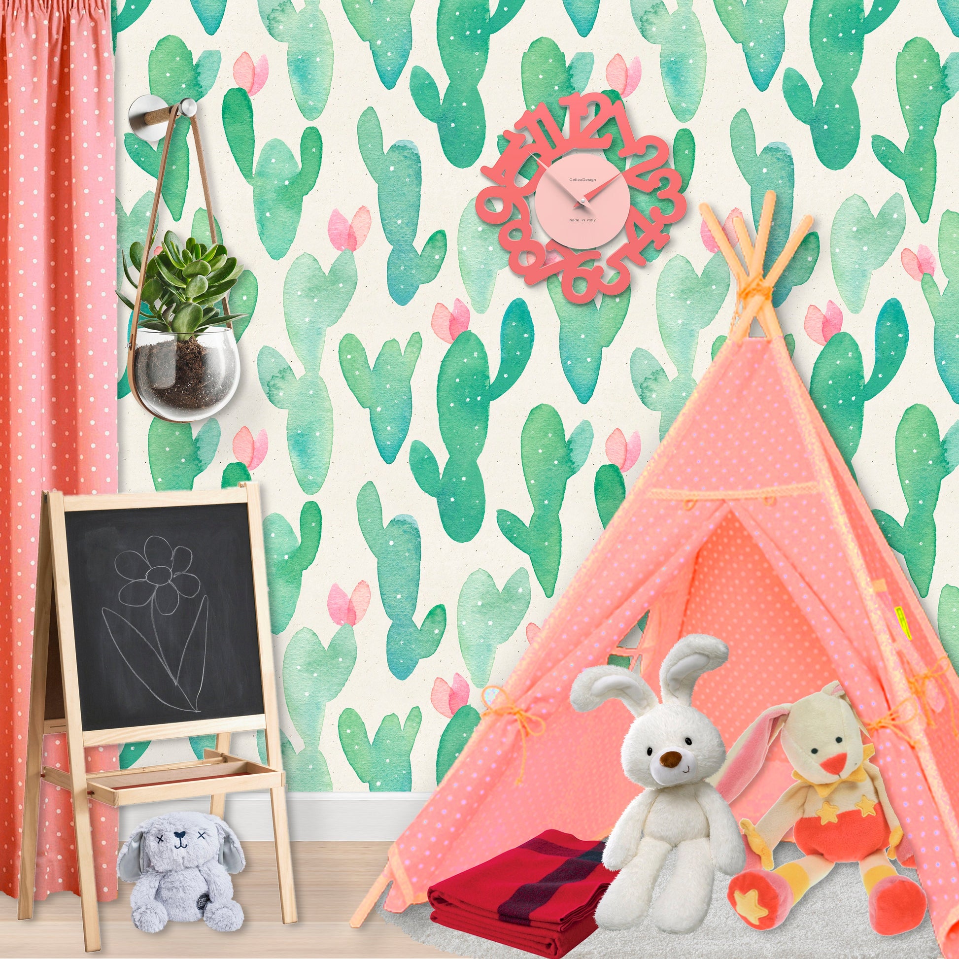 Cactus Wallpaper, Tropical Wallpaper Peel and Stick, Green Plant Wallpaper, Nursery Wallpapers, Removable Wall Paper