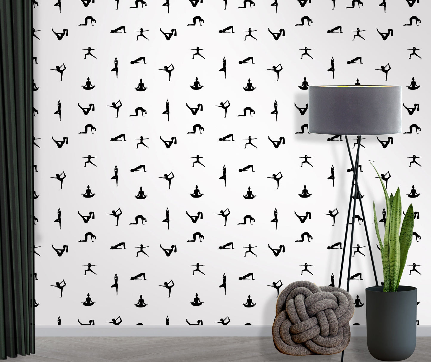 Yoga Wallpaper, Gym Wallpaper Peel and Stick, Black and White Wallpaper, Removable Wall Paper