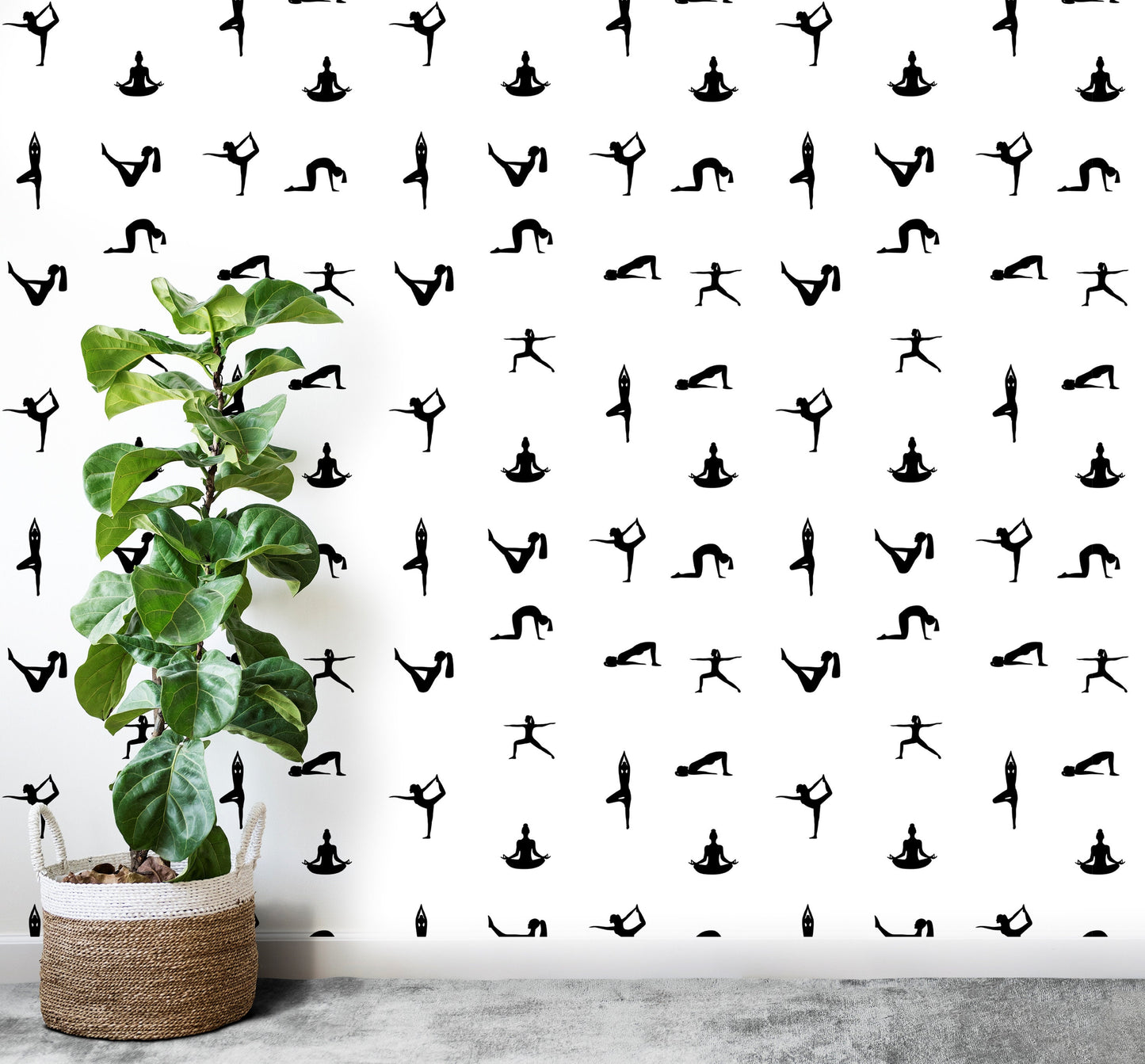 Yoga Wallpaper, Gym Wallpaper Peel and Stick, Black and White Wallpaper, Removable Wall Paper