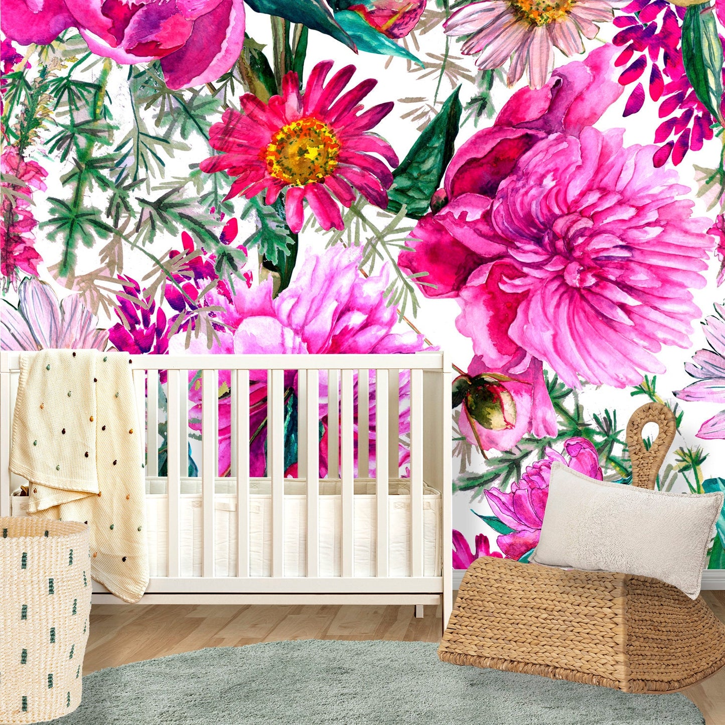 Pink Floral Wallpaper, Big Flower Wallpaper Peel and Stick, Hot Pink Wallpaper, Peony Wallpaper, Removable Wall Paper