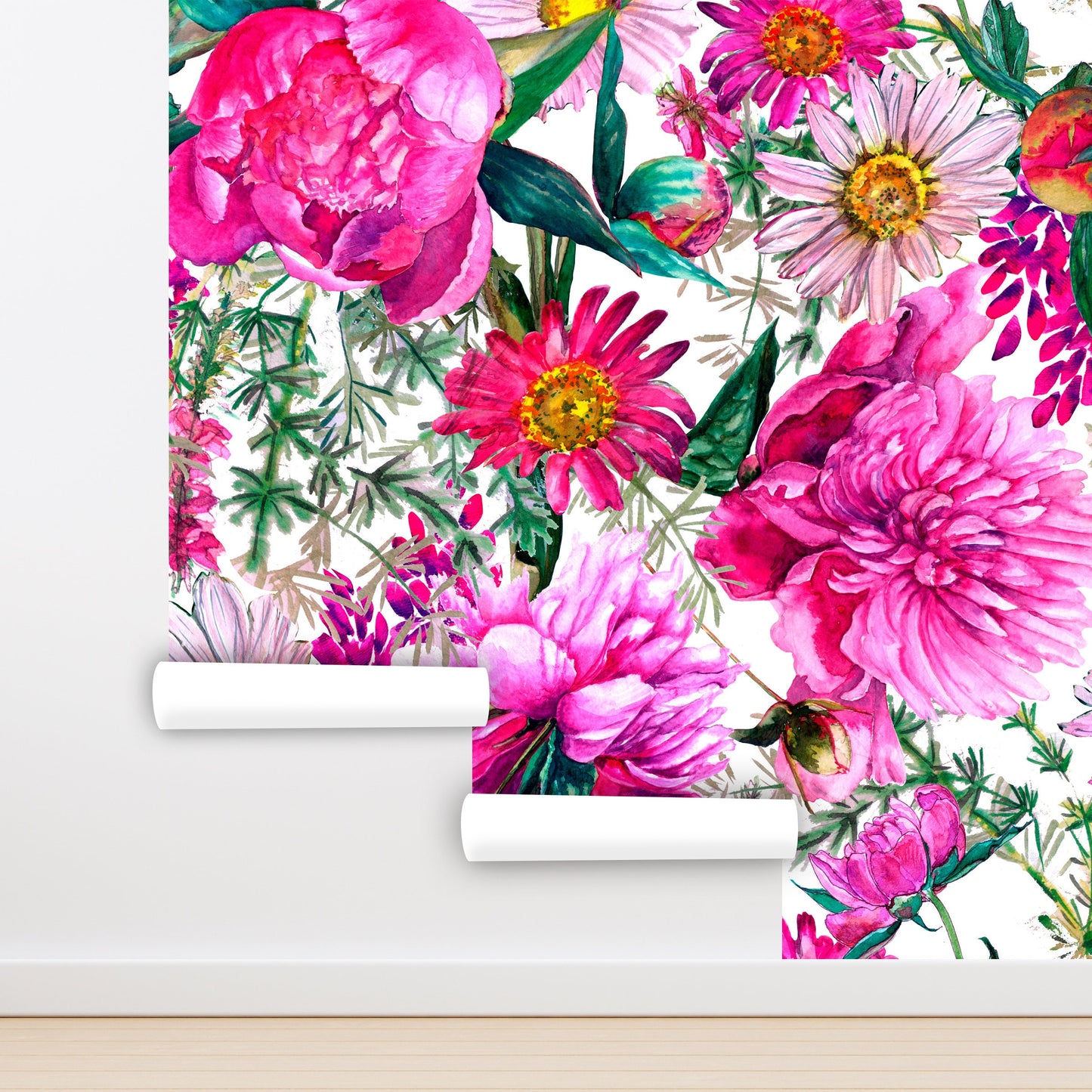 Pink Floral Wallpaper, Big Flower Wallpaper Peel and Stick, Hot Pink Wallpaper, Peony Wallpaper, Removable Wall Paper