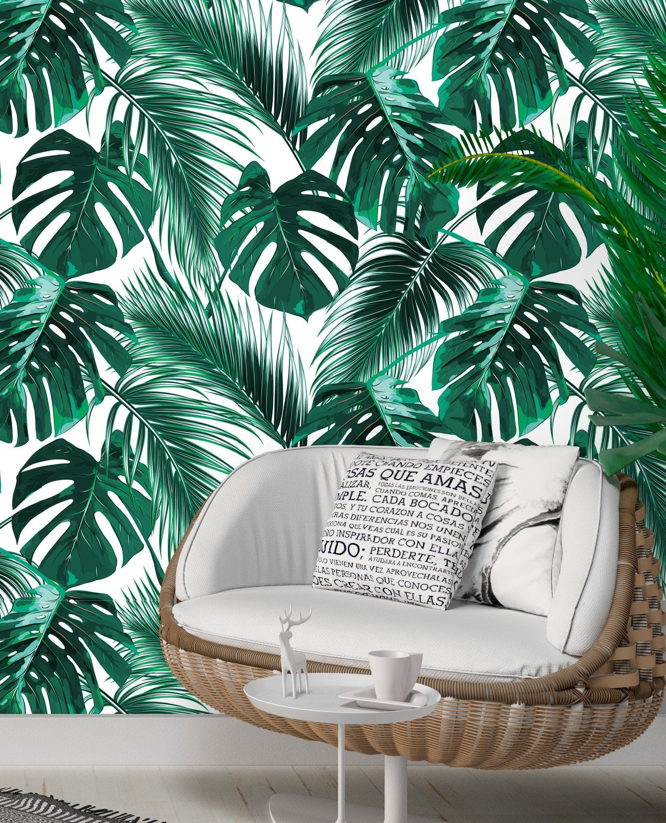 Palm Tree Wallpaper Peel and Stick, Monstera Wallpaper, Tropical Leaf Wallpaper, Removable Wall Paper
