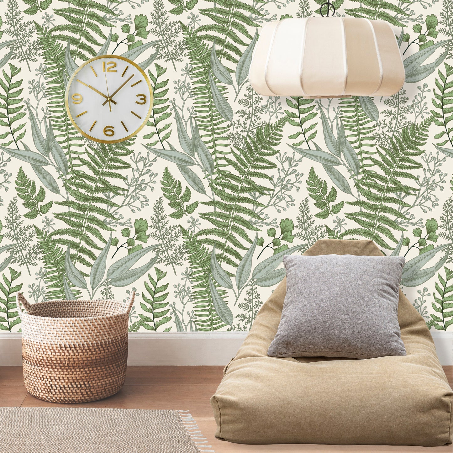 Removable Wallpaper Peel and Stick Wallpaper Mural Vintage Fern Leaves Wall Paper