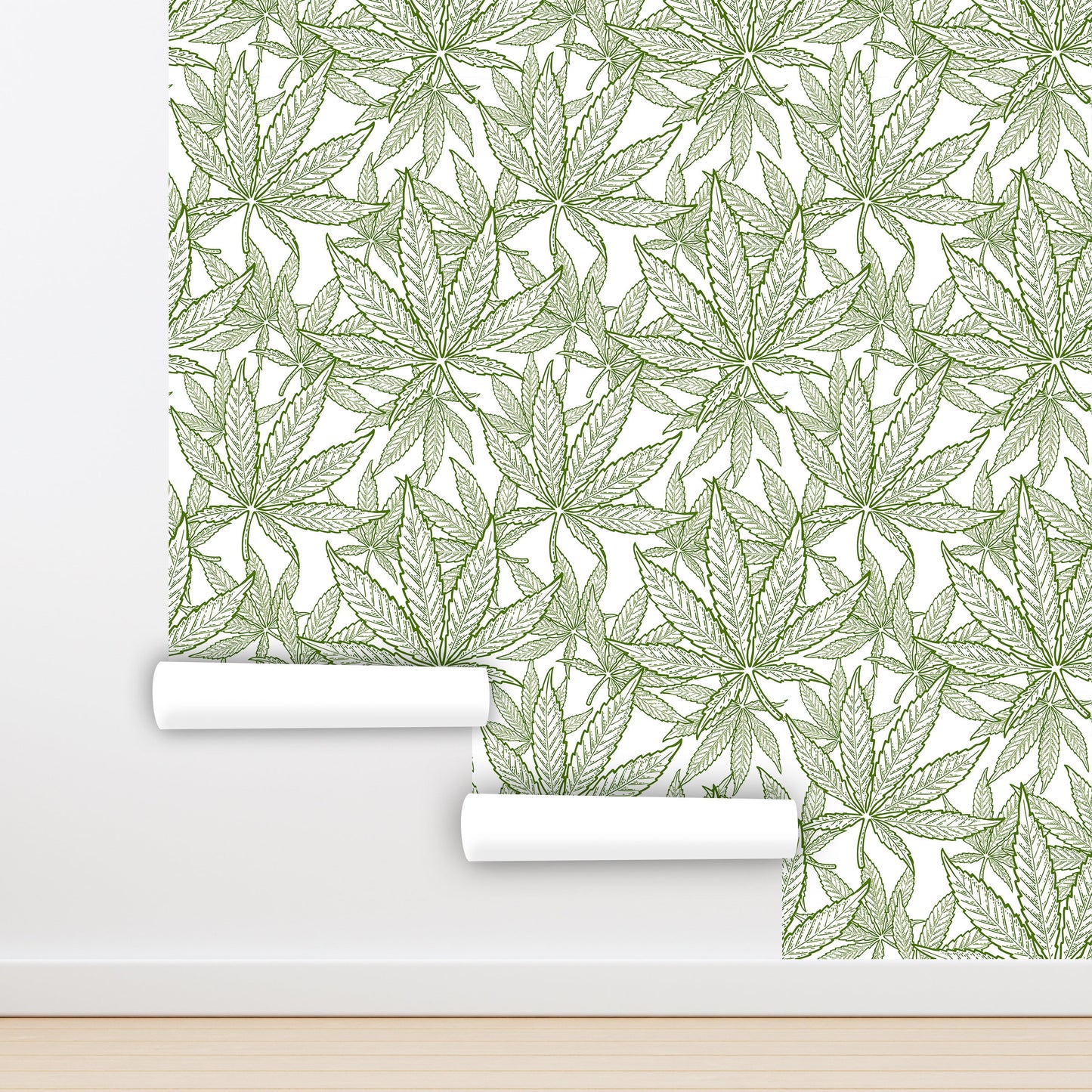 Marijuana Wallpaper Peel and Stick, Hemp Wallpaper, Green Leaf Wallpaper, Exotic Wallpaper, Removable Wall Paper