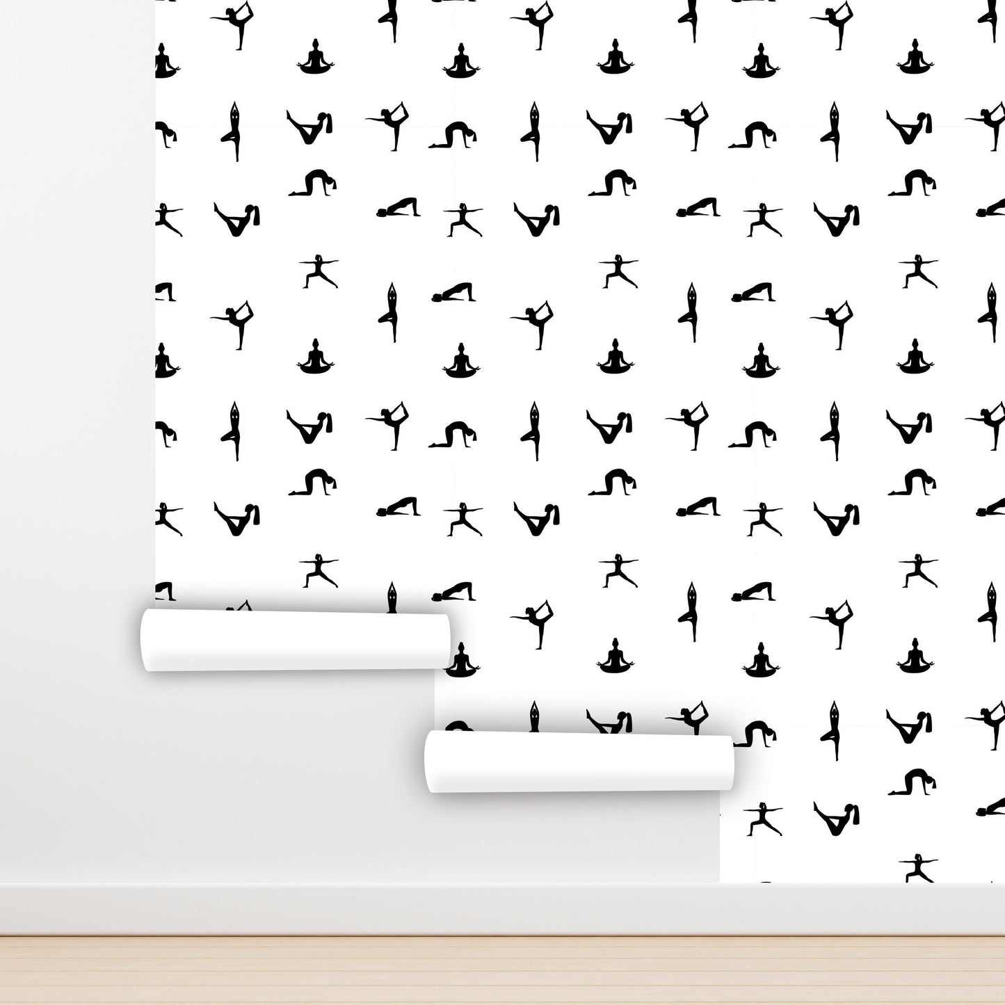 Yoga Wallpaper, Gym Wallpaper Peel and Stick, Black and White Wallpaper, Removable Wall Paper
