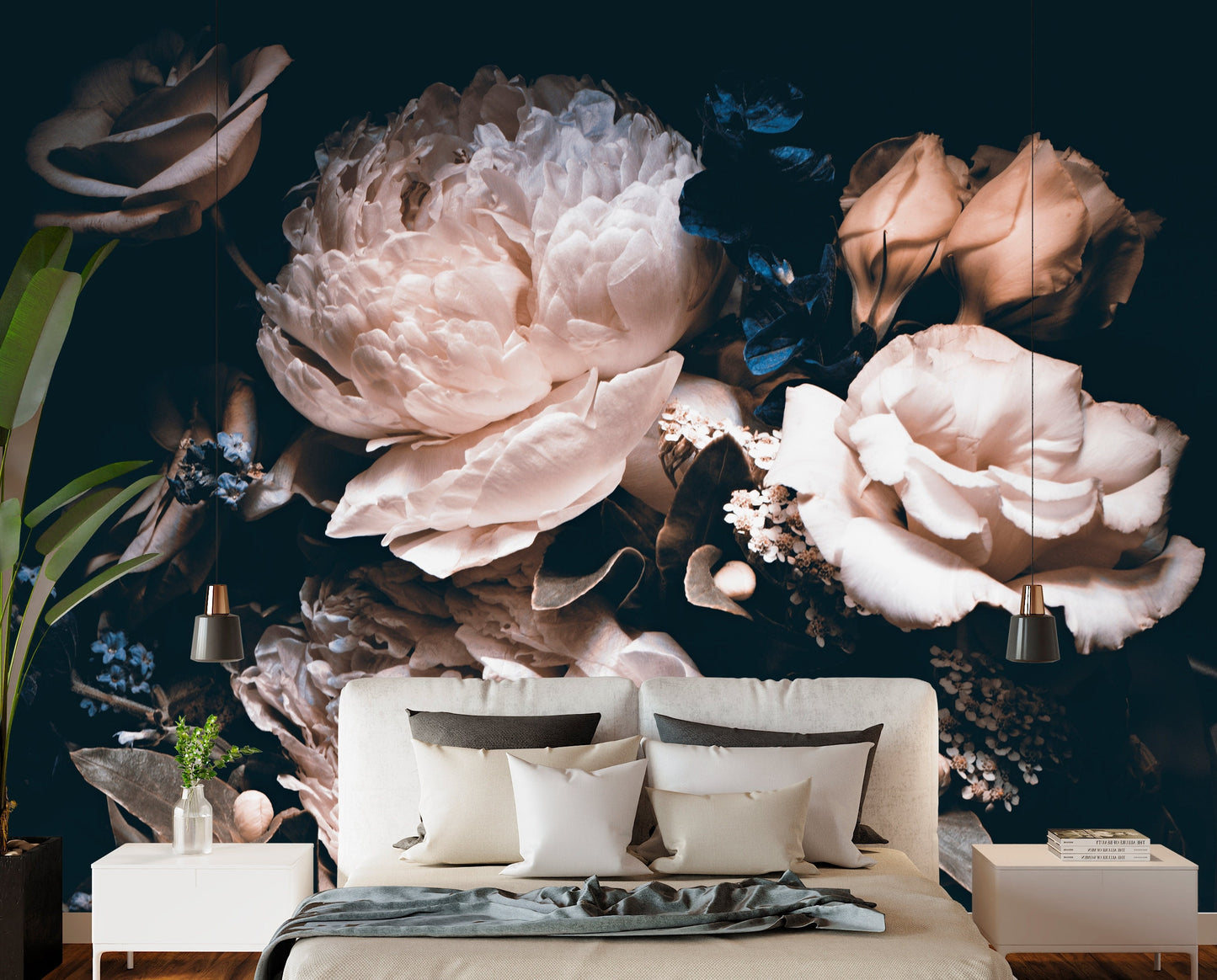Black Rose Wallpaper, Dark Floral Mural
