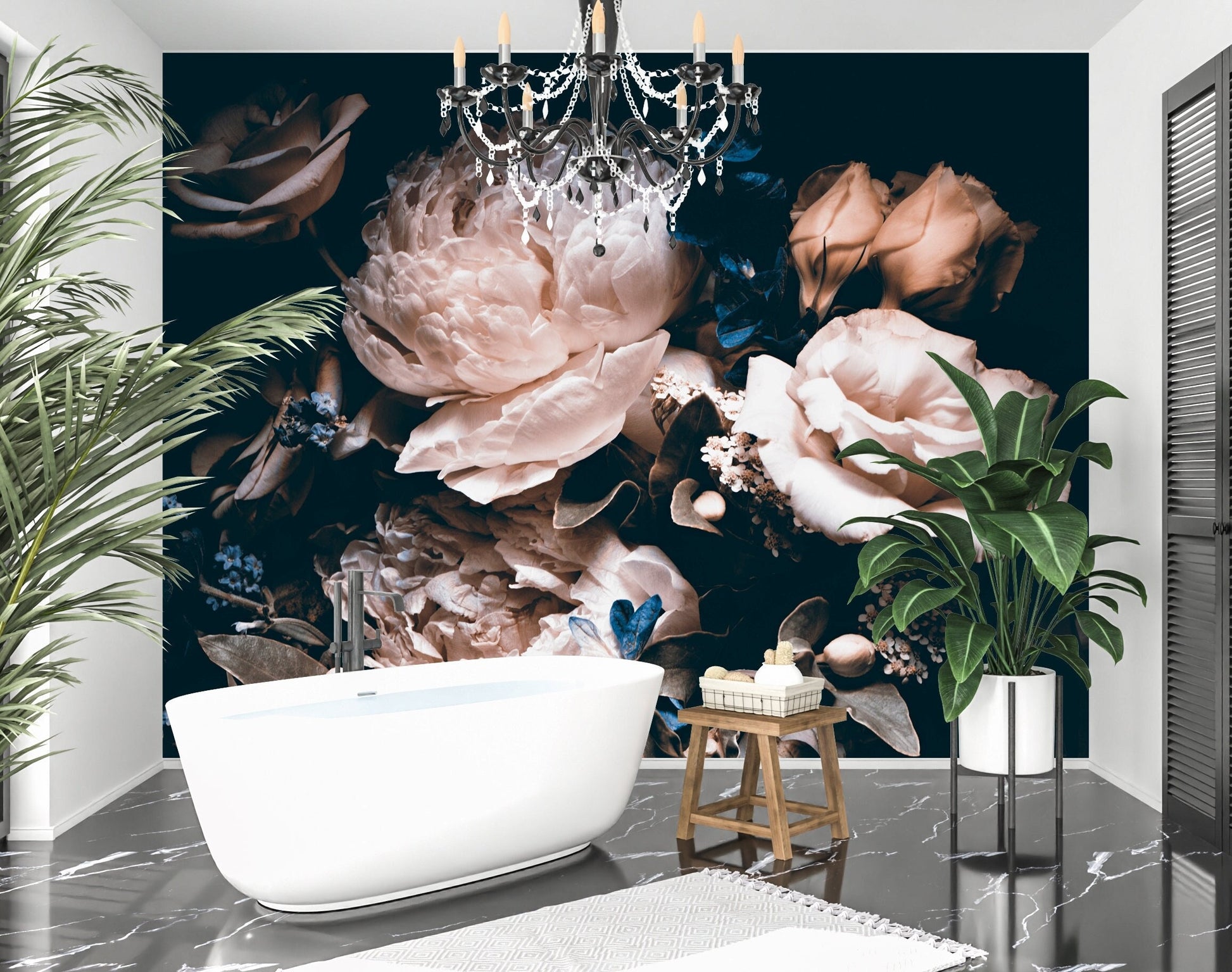 Black Rose Wallpaper, Dark Floral Mural