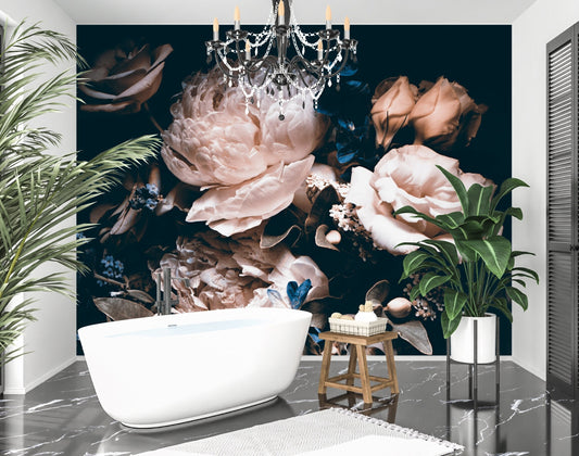 Black Rose Wallpaper, Dark Floral Mural