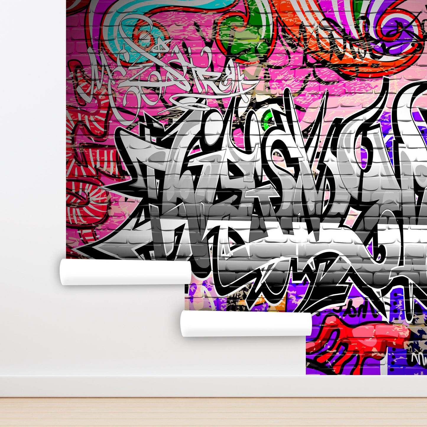 Graffiti Wallpaper Peel and Stick, Gym Wallpaper, Abstract Wallpaper, Colorful Wallpaper, Removable Wall Paper