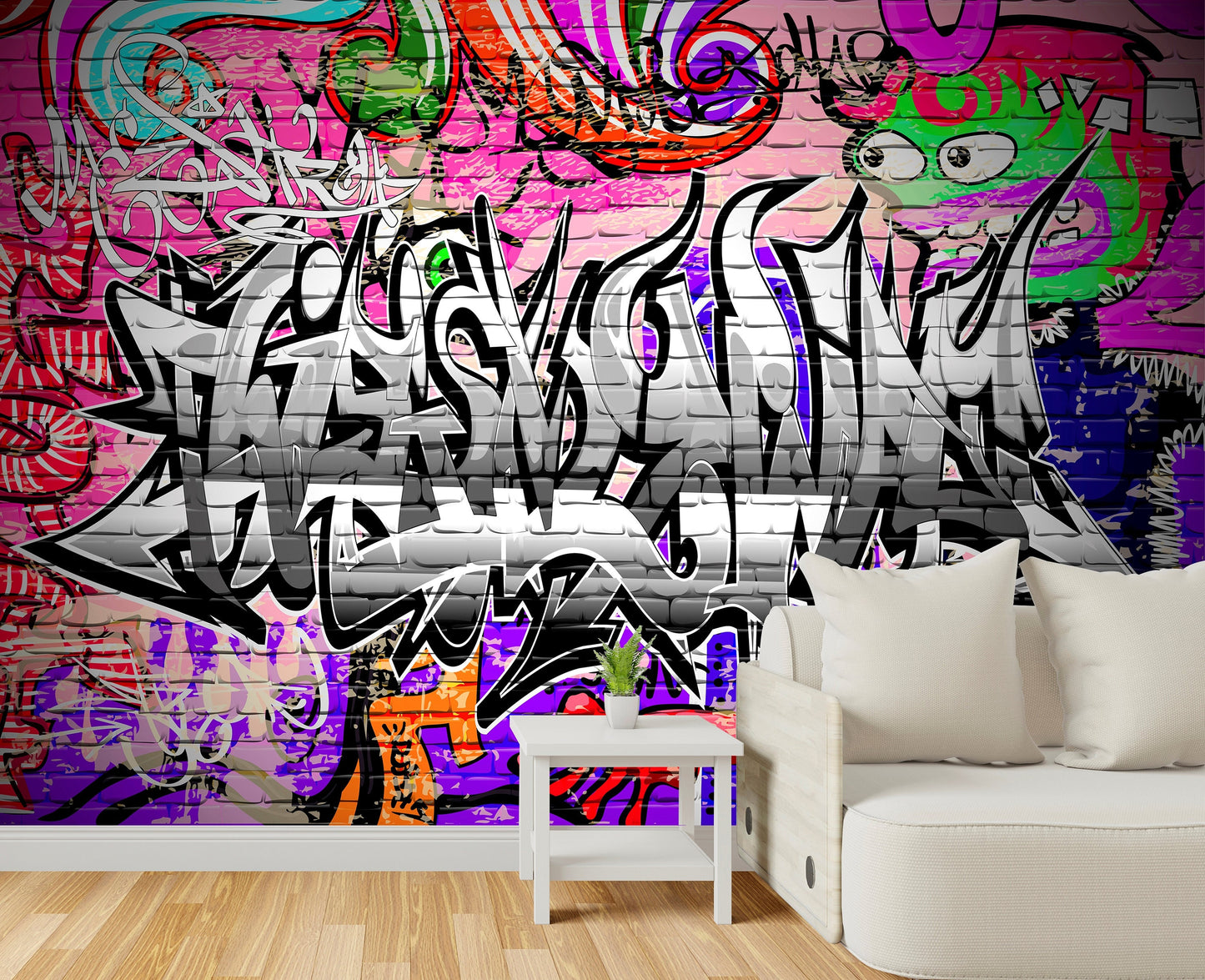 Graffiti Wallpaper Peel and Stick, Gym Wallpaper, Abstract Wallpaper, Colorful Wallpaper, Removable Wall Paper
