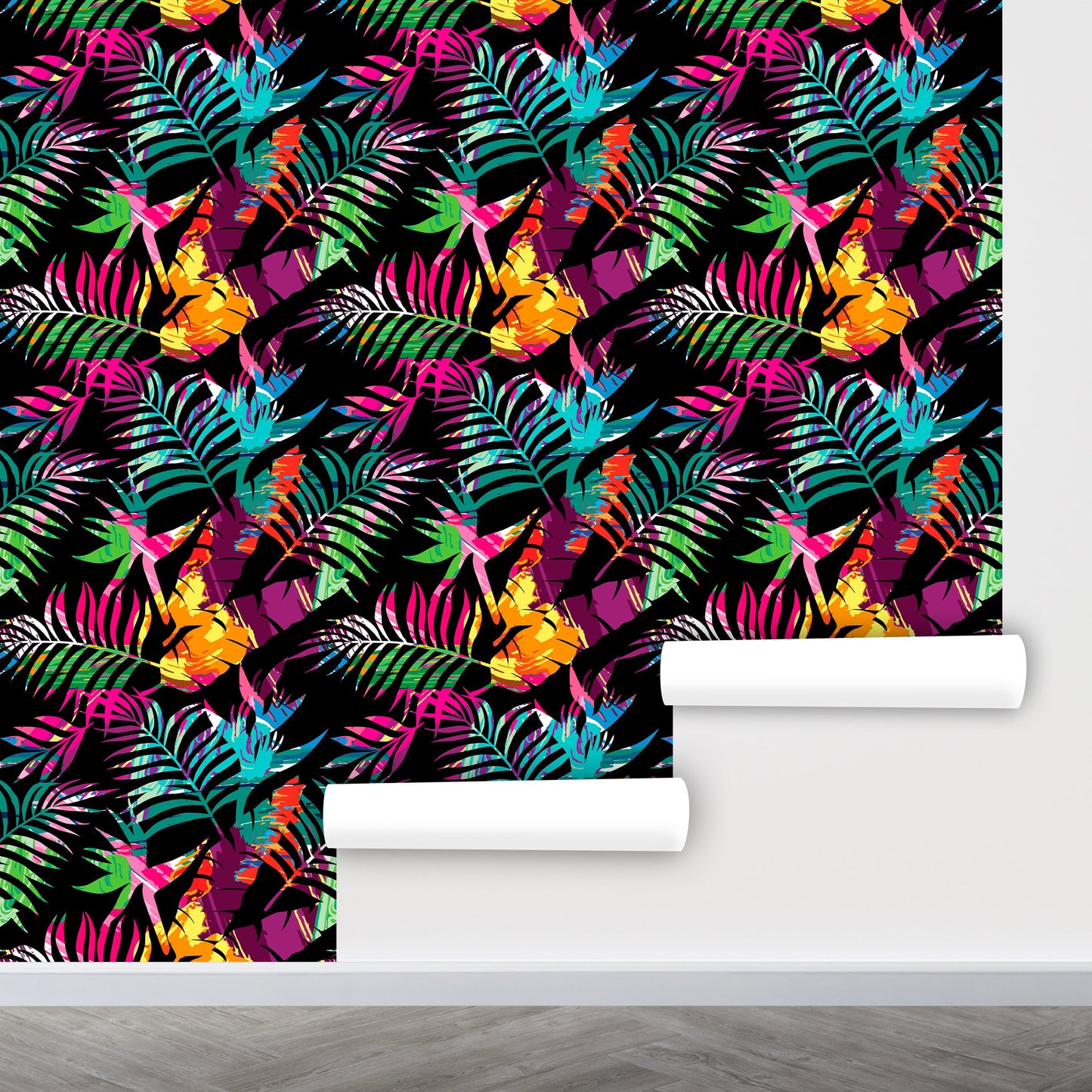 Exotic Wallpaper Peel and Stick, Colorful Wallpaper, Tropical Wallpaper, Palm Leaf Wallpaper, Removable Wall Paper