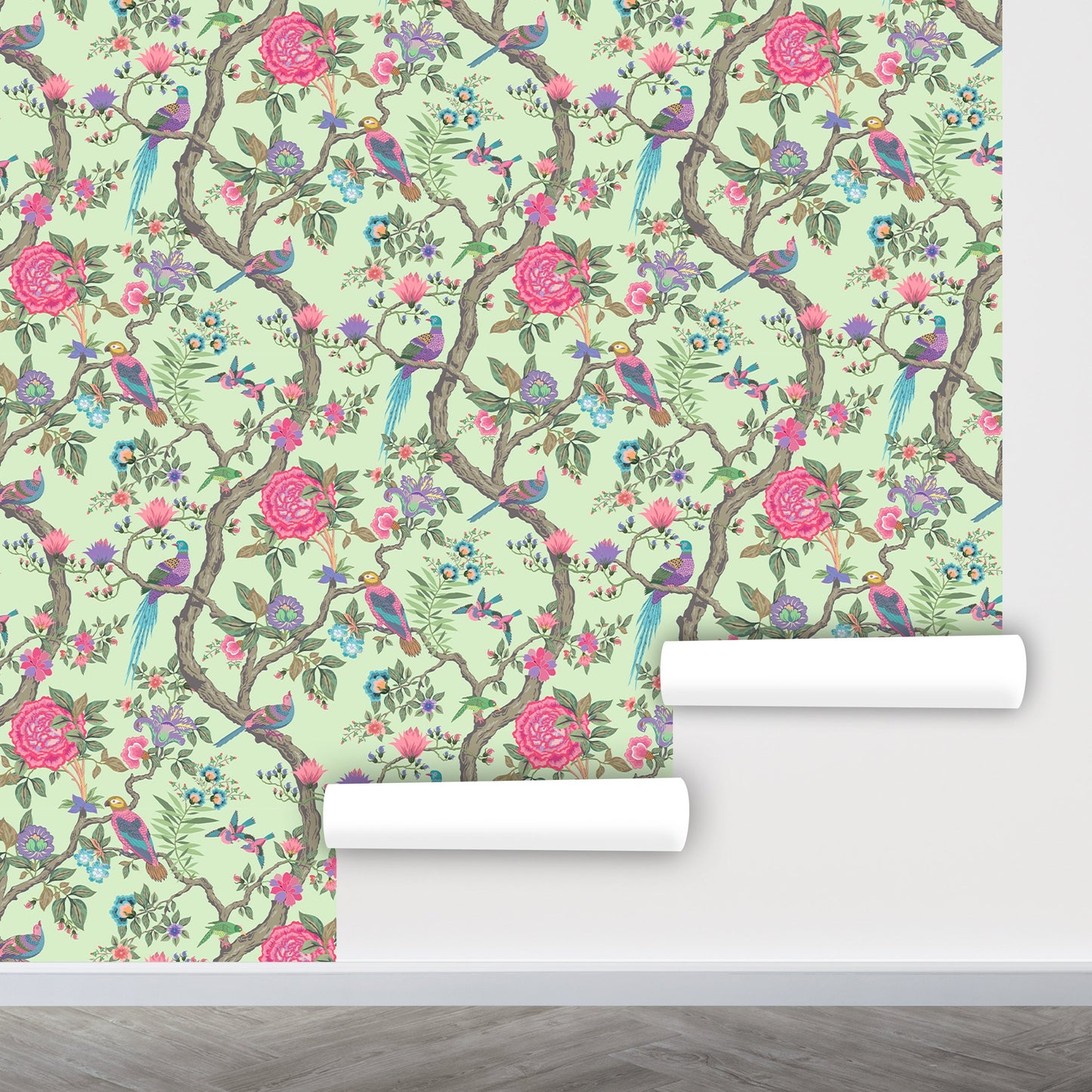 Asian Chinoiserie Wallpaper, Birds in the Garden