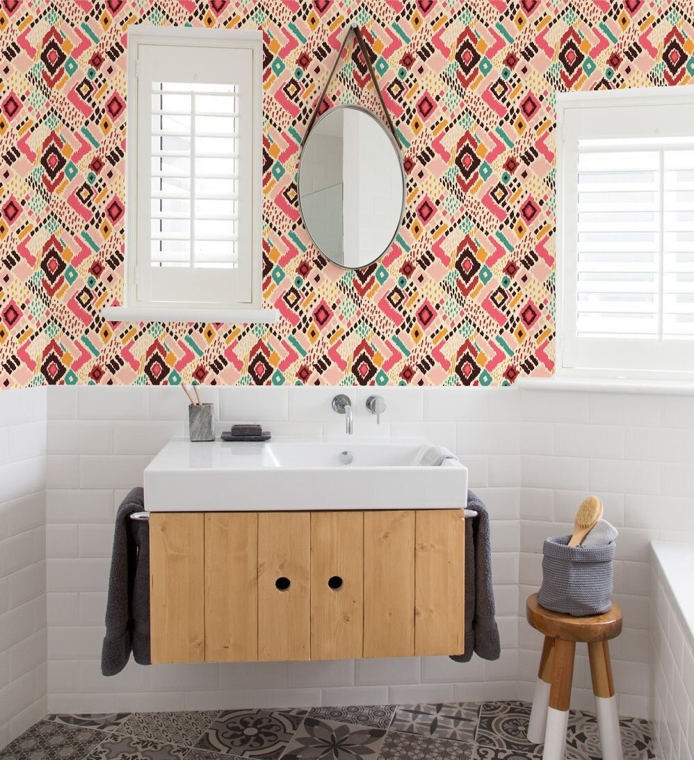 Aztec Wallpaper, Ethnic Wallpaper Peel and Stick, Morocco Wallpaper, Geometric Wallpaper, Removable Wall Paper