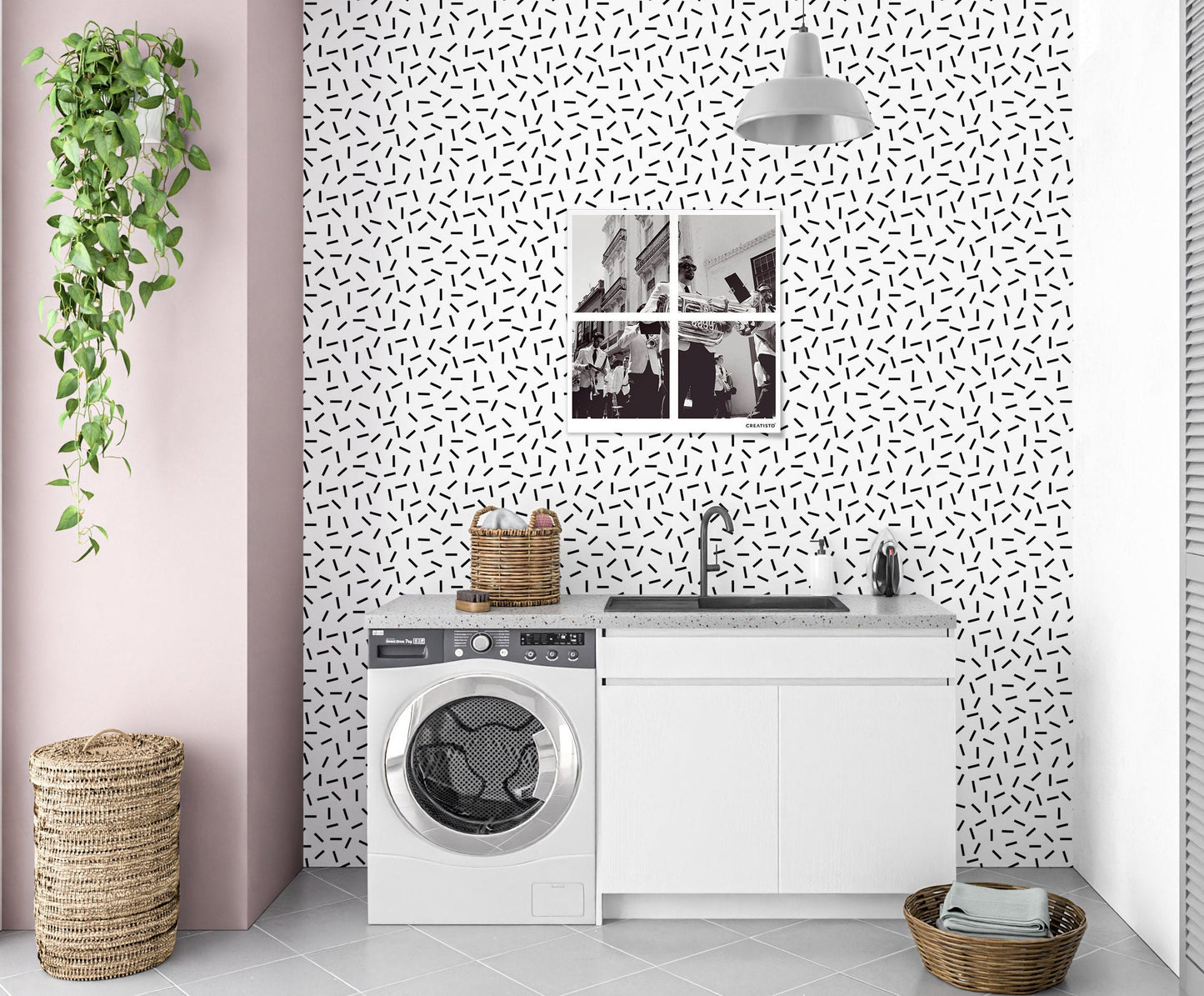 80s Wallpaper, Memphis Wallpaper Peel and Stick, Dash Wallpaper, Minimalist Wallpaper, Removable Wall Paper