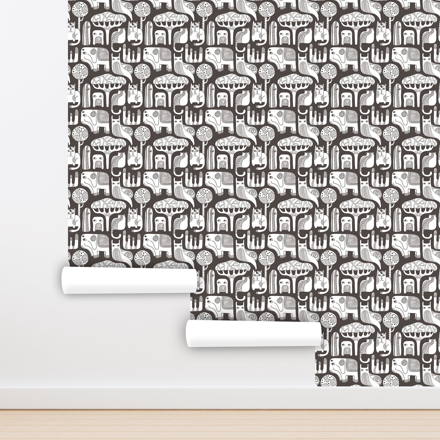 African Wallpaper Peel and Stick, Elephant Wallpaper, Cat Wallpaper, Boho Wallpaper, Removable Wall Paper