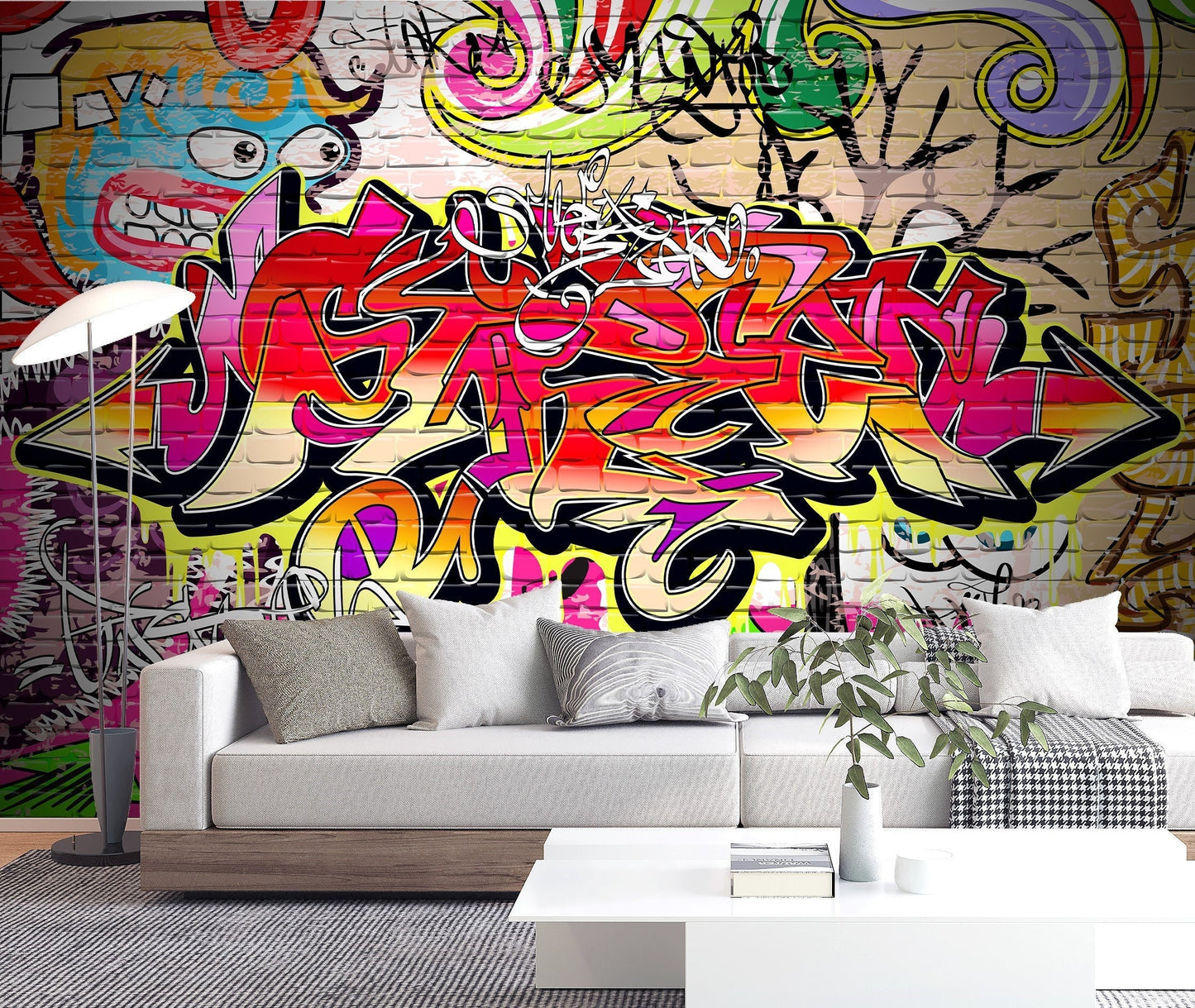 Graffiti Wallpaper Peel and Stick, Teen Wallpaper, Abstract Wallpaper, Colorful Wallpaper, Gym Wallpaper, Removable Wall Paper