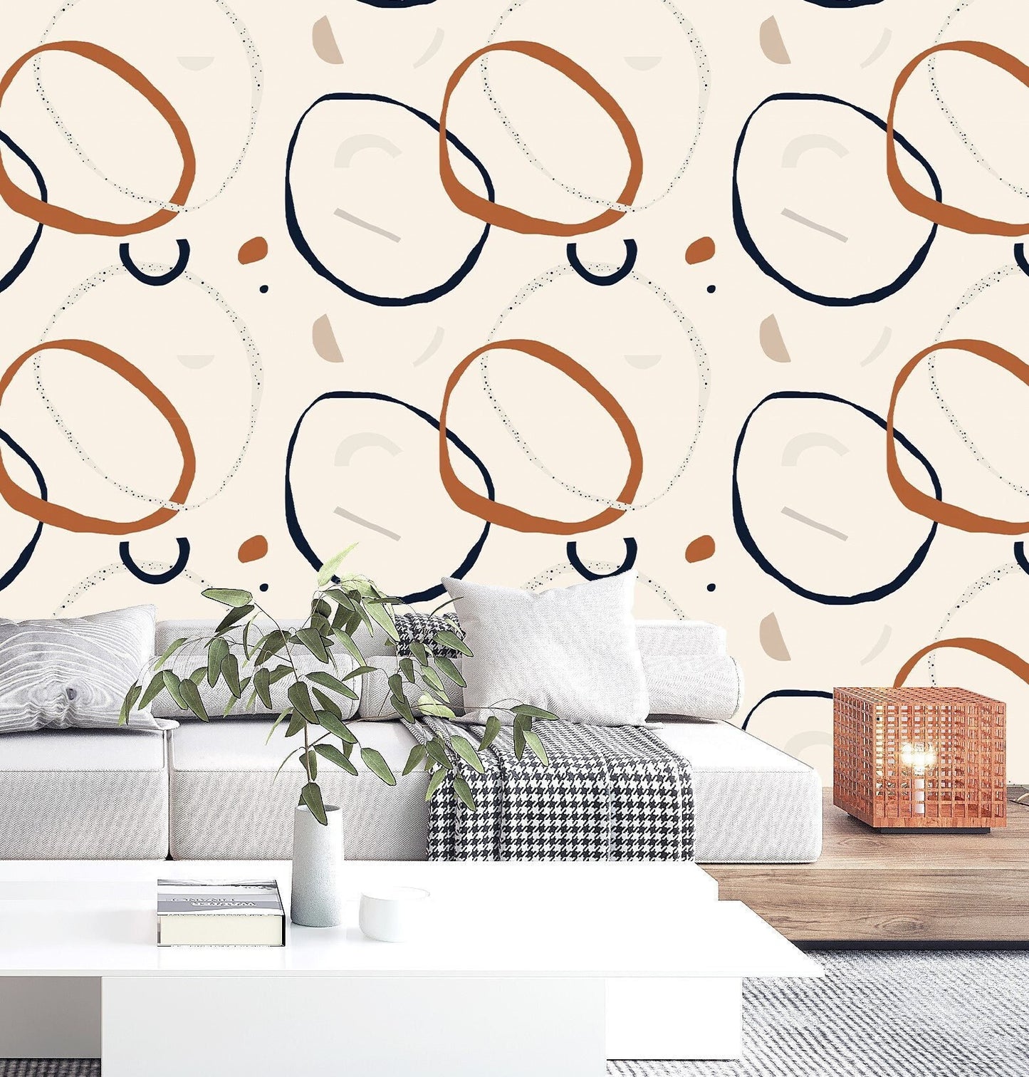 Circle Wallpaper Peel and Stick, Abstract Wallpaper, 80s Wallpaper, Geometric Wallpaper, Removable Wall Paper