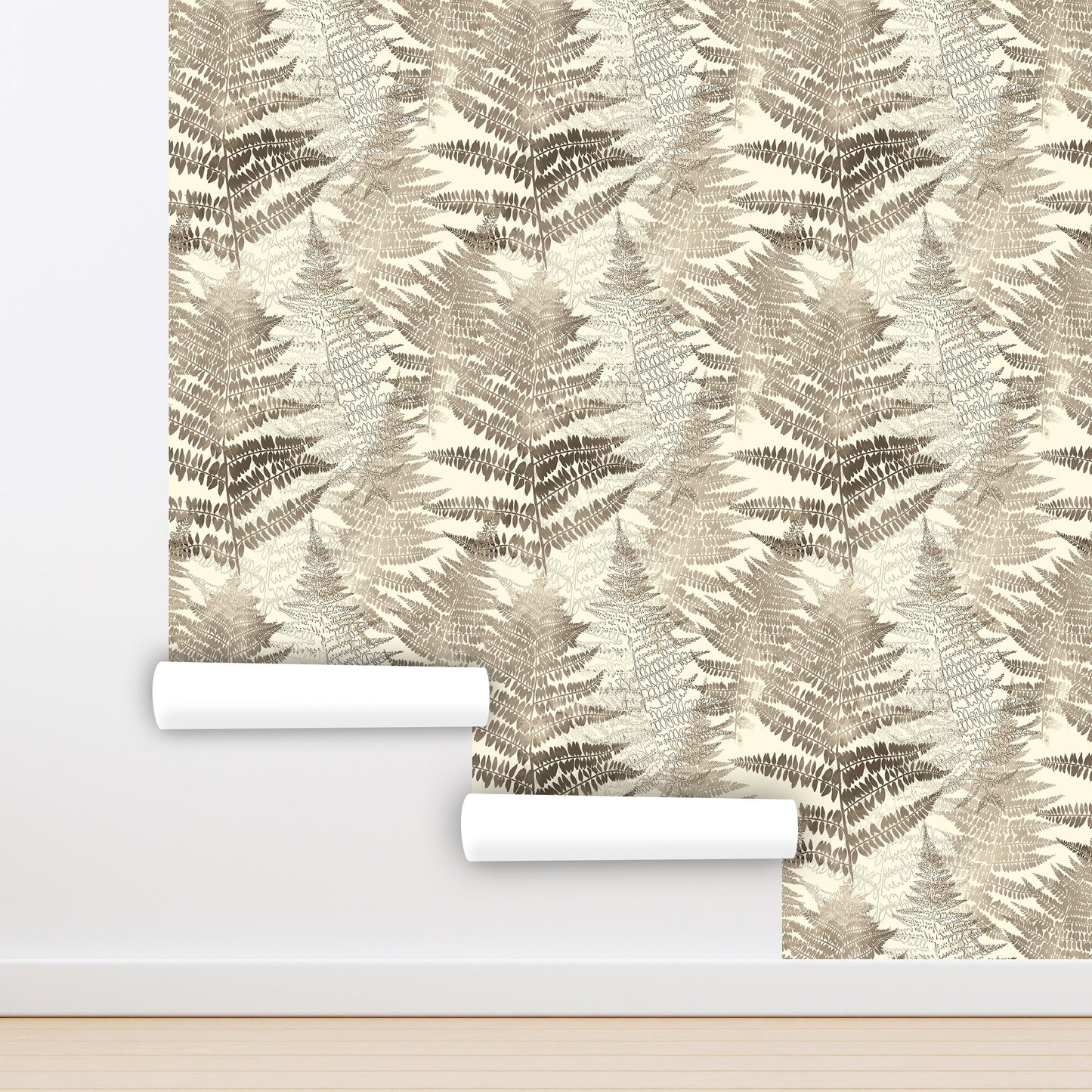 Fern Wallpaper Peel and Stick, Beige Leaf Wallpaper, Earthy Wallpaper, Removable Wall Paper