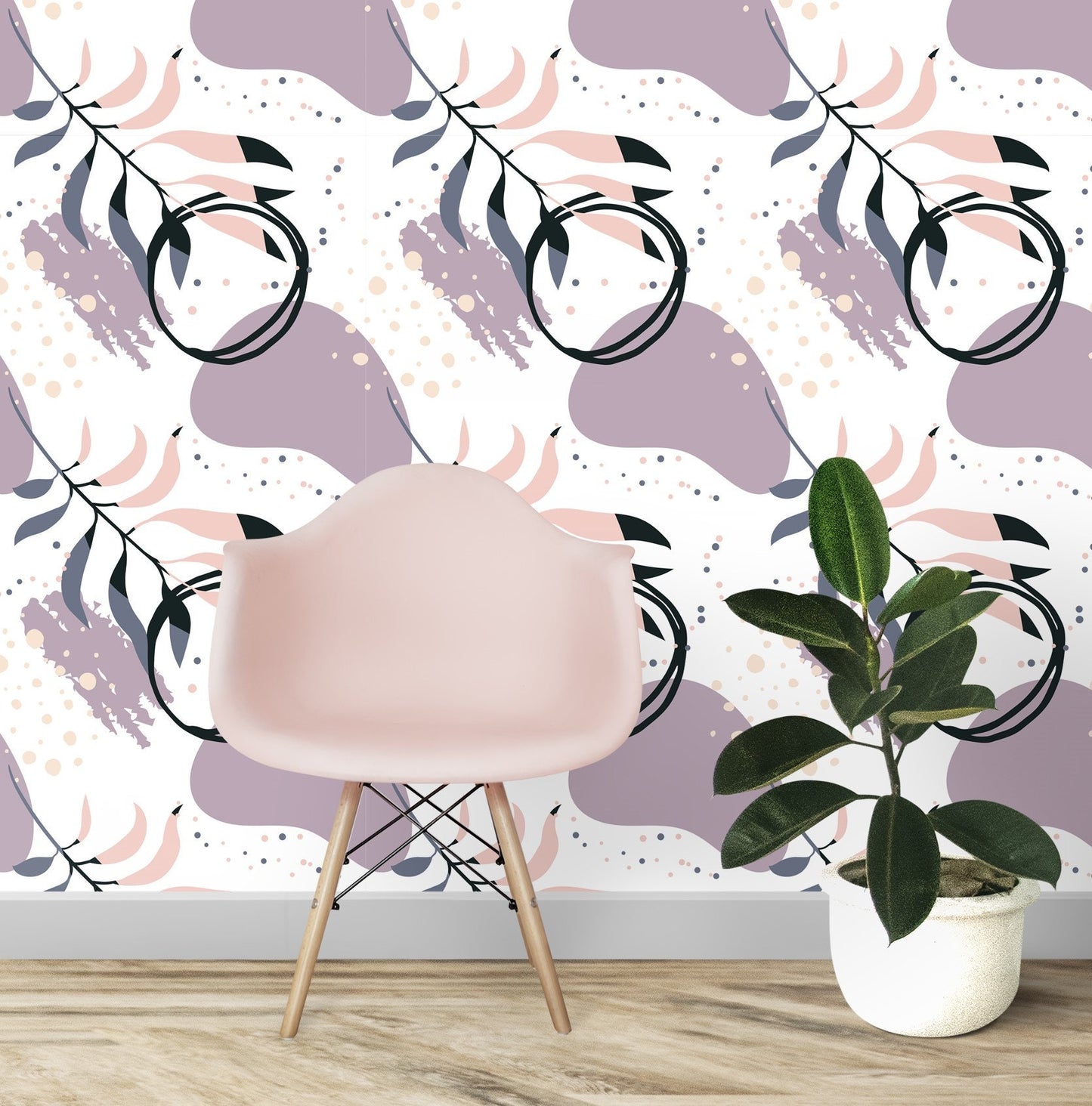 Circle Wallpaper Peel and Stick, Palm leaf Wallpaper, Abstract Wallpaper, Brush Stroke Wallpaper, Removable Wall Paper