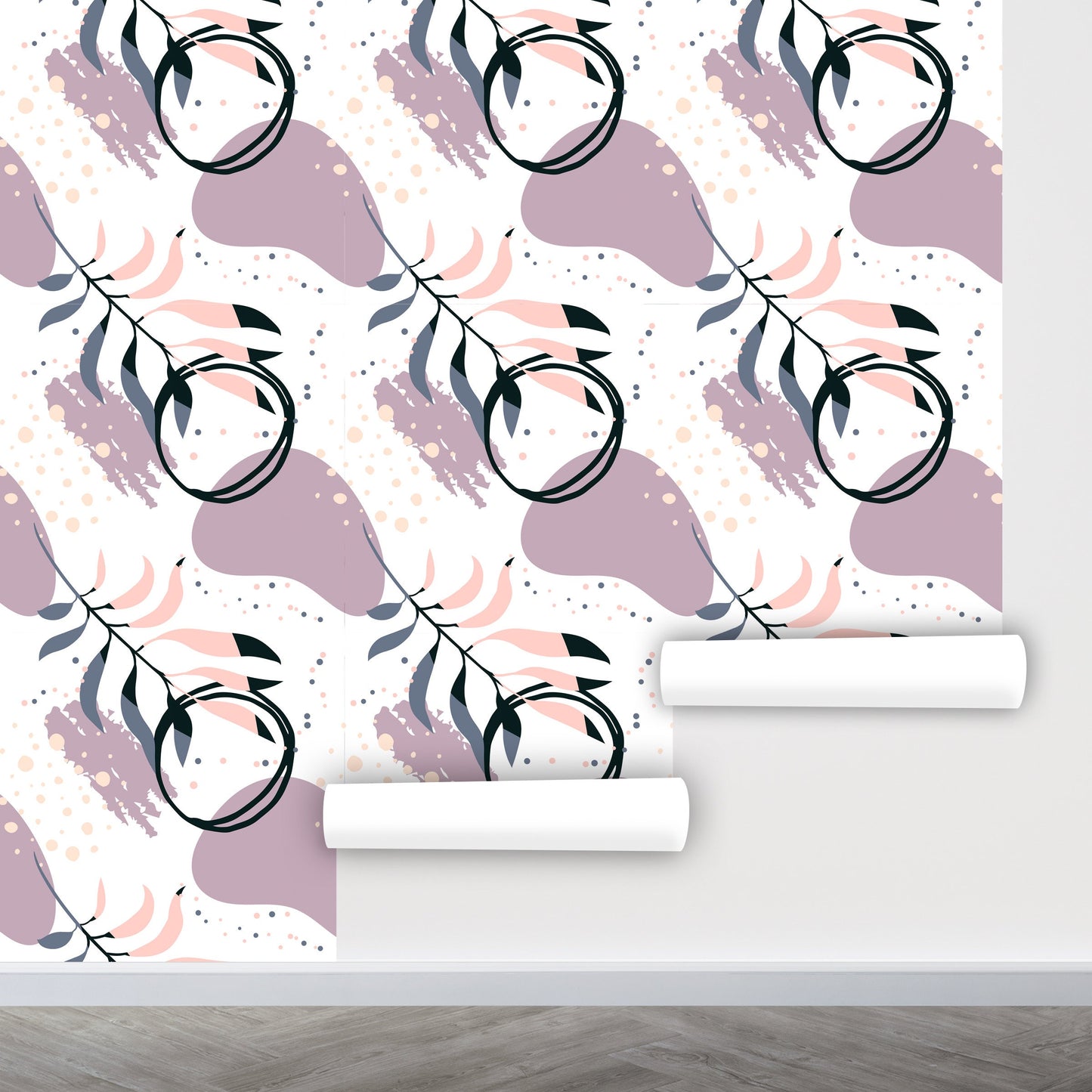 Circle Wallpaper Peel and Stick, Palm leaf Wallpaper, Abstract Wallpaper, Brush Stroke Wallpaper, Removable Wall Paper