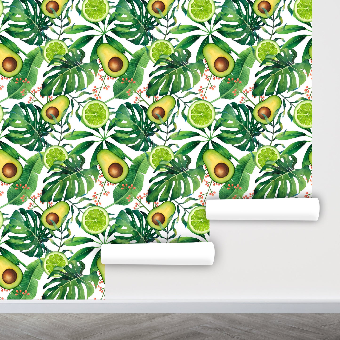 Avocado Wallpaper Peel and Stick, lime Green Wallpaper, Monstera Wallpaper, Tropical Wallpaper, Removable Wall Paper
