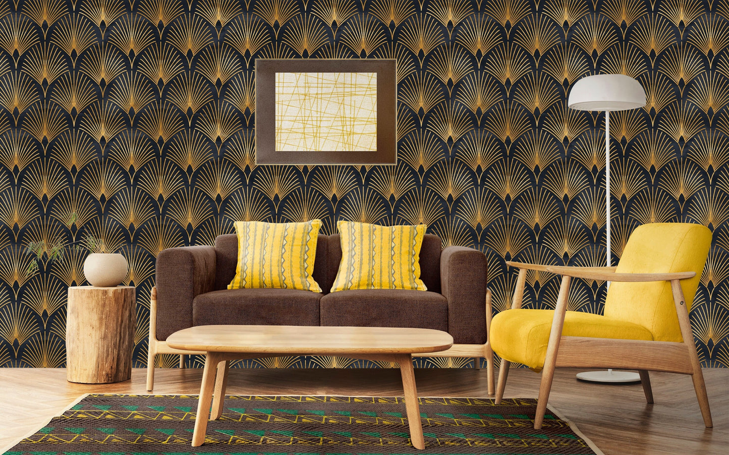 Arches Wallpaper Peel and Stick, Black Gold Wallpaper, Art Deco Wallpaper, Removable Wall Paper