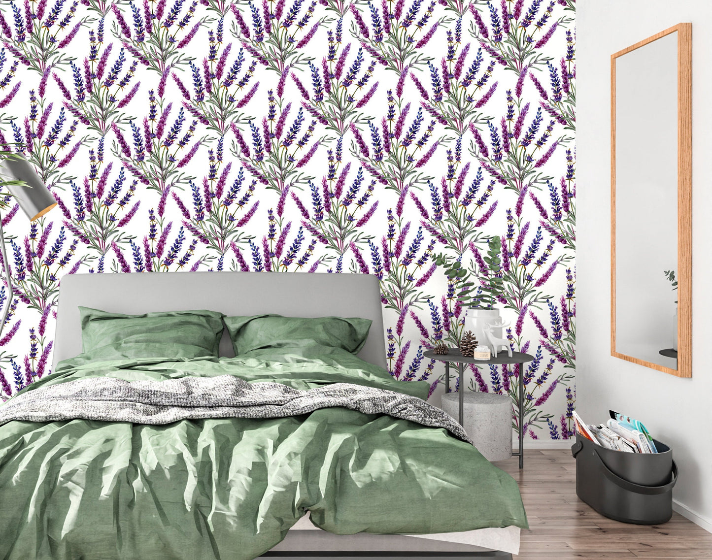Lavender Wallpaper Peel and Stick, Wildflower Wallpaper, Botanical Wallpaper, Removable Wall Paper