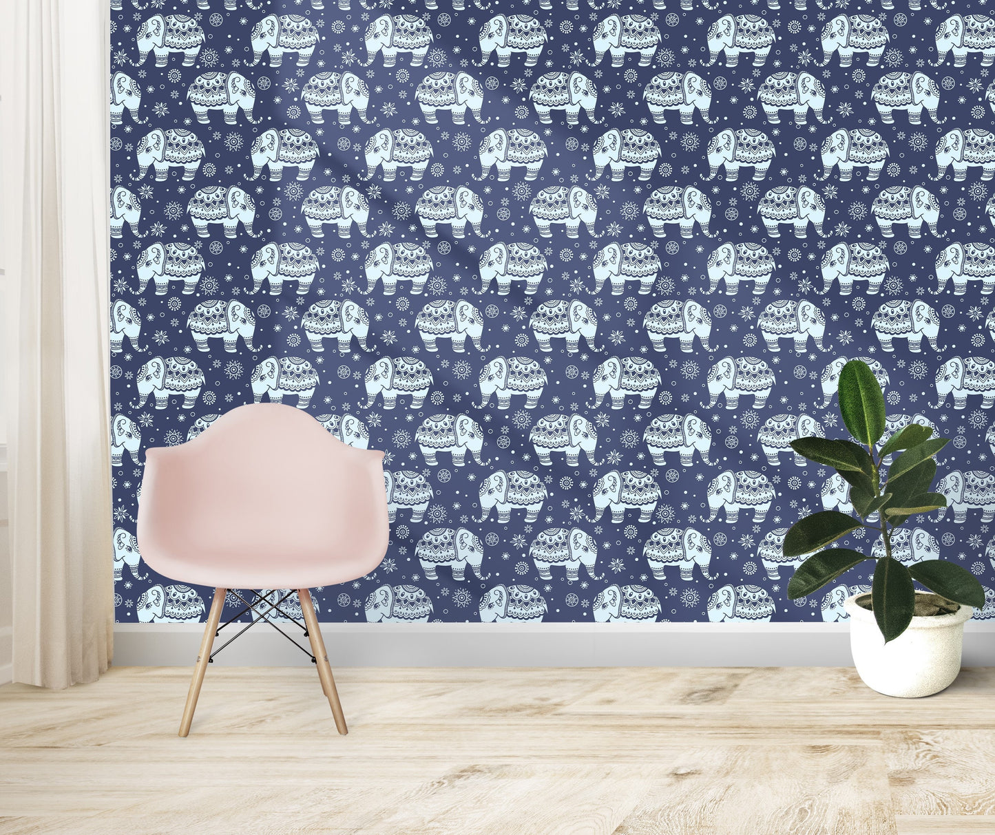 Elephant Wallpaper Peel and Stick, Indian Wallpaper, Animal Wallpaper, Removable Wall Paper