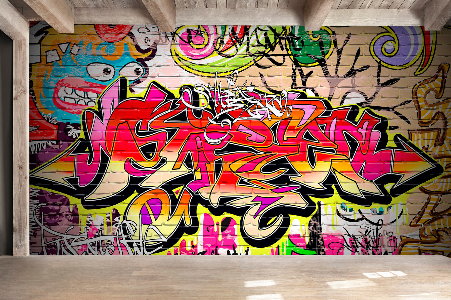 Graffiti Wallpaper Peel and Stick, Teen Wallpaper, Abstract Wallpaper, Colorful Wallpaper, Gym Wallpaper, Removable Wall Paper