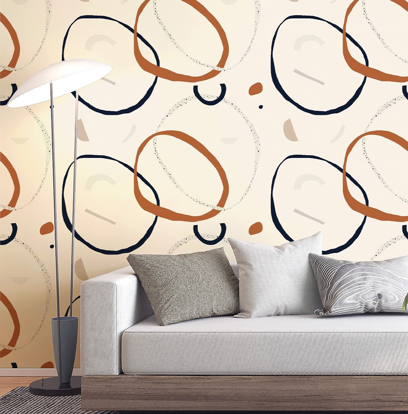 Circle Wallpaper Peel and Stick, Abstract Wallpaper, 80s Wallpaper, Geometric Wallpaper, Removable Wall Paper
