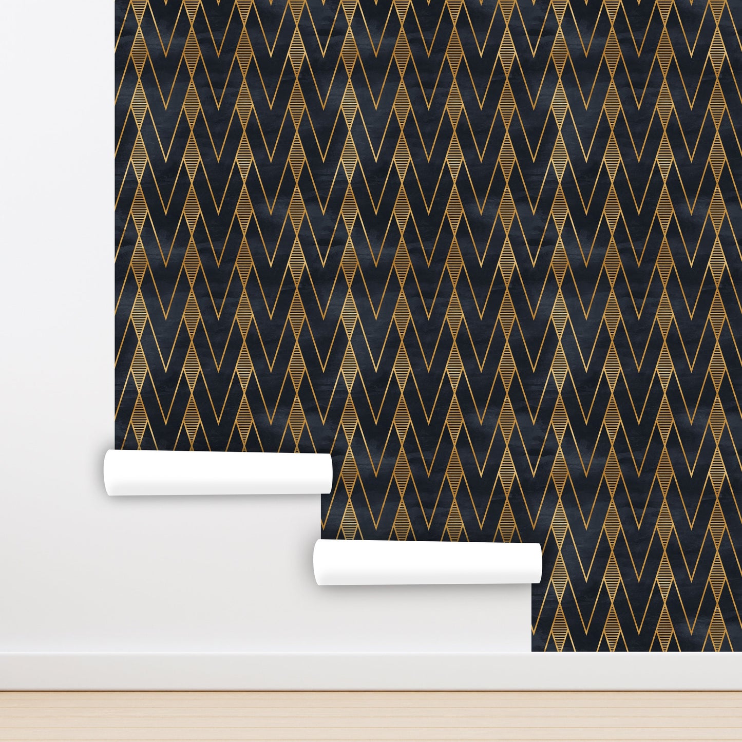 Black and Gold Wallpaper Peel and Stick, Geometric Wallpaper, Removable Wall Paper