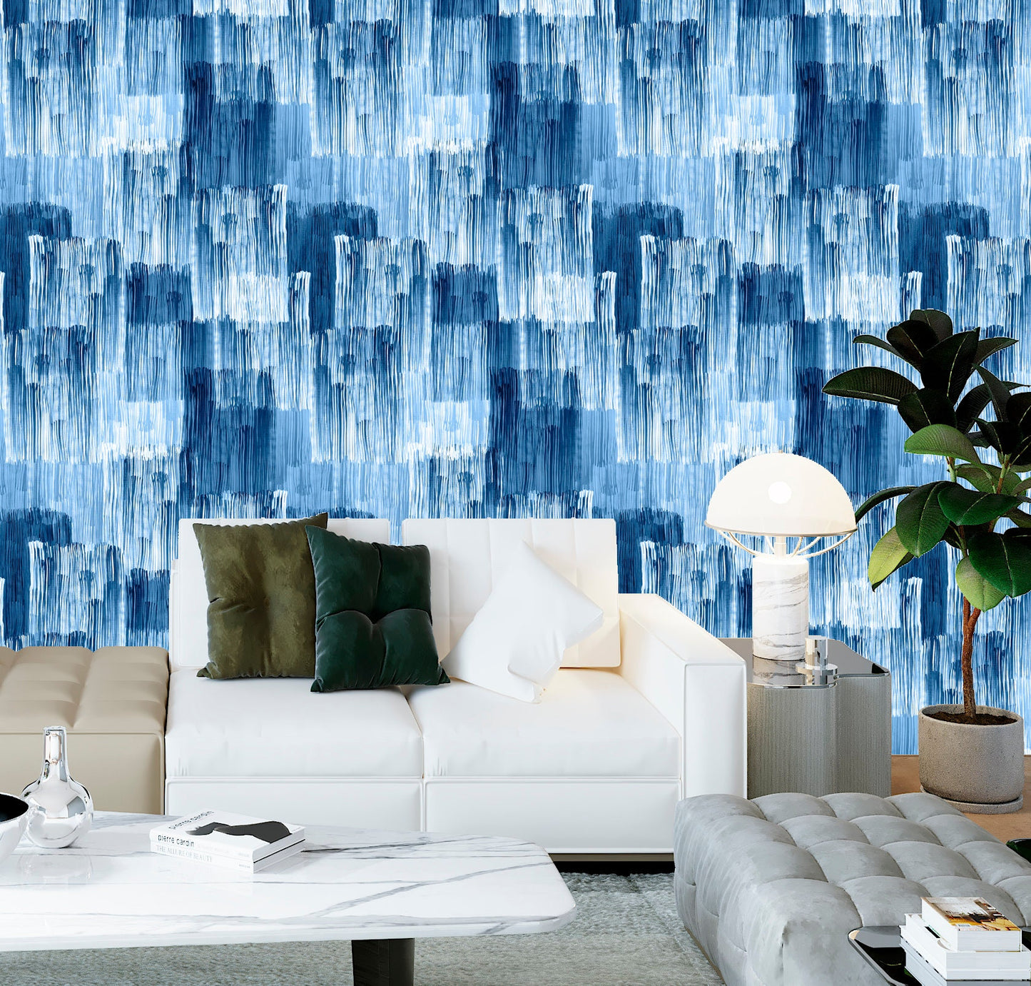 Brush Stroke Wallpaper Peel and Stick, Denim Wallpaper, Blue Abstract Wallpaper, Removable Wall Paper