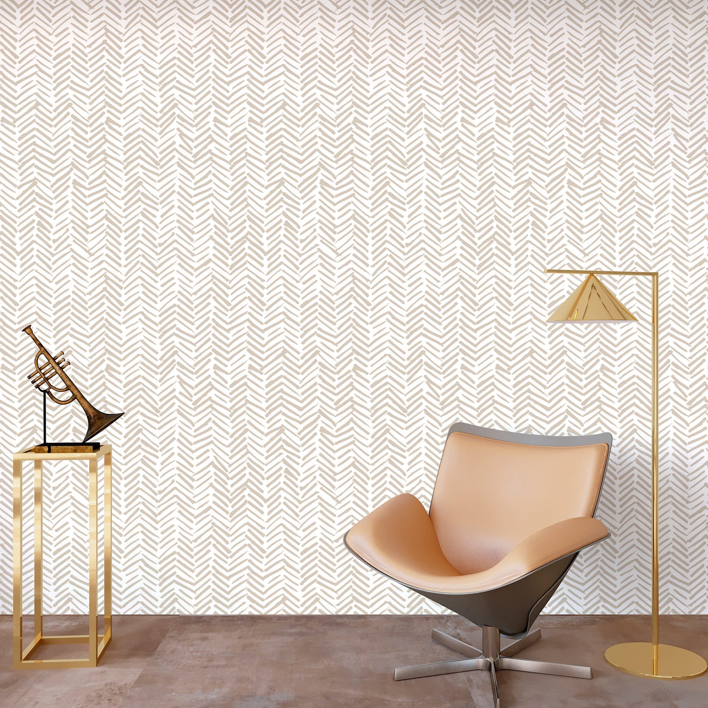 Herringbone Wallpaper Peel and Stick, Beige Brushstroke Wallpaper, Geometric Wallpaper, Removable Wall Paper