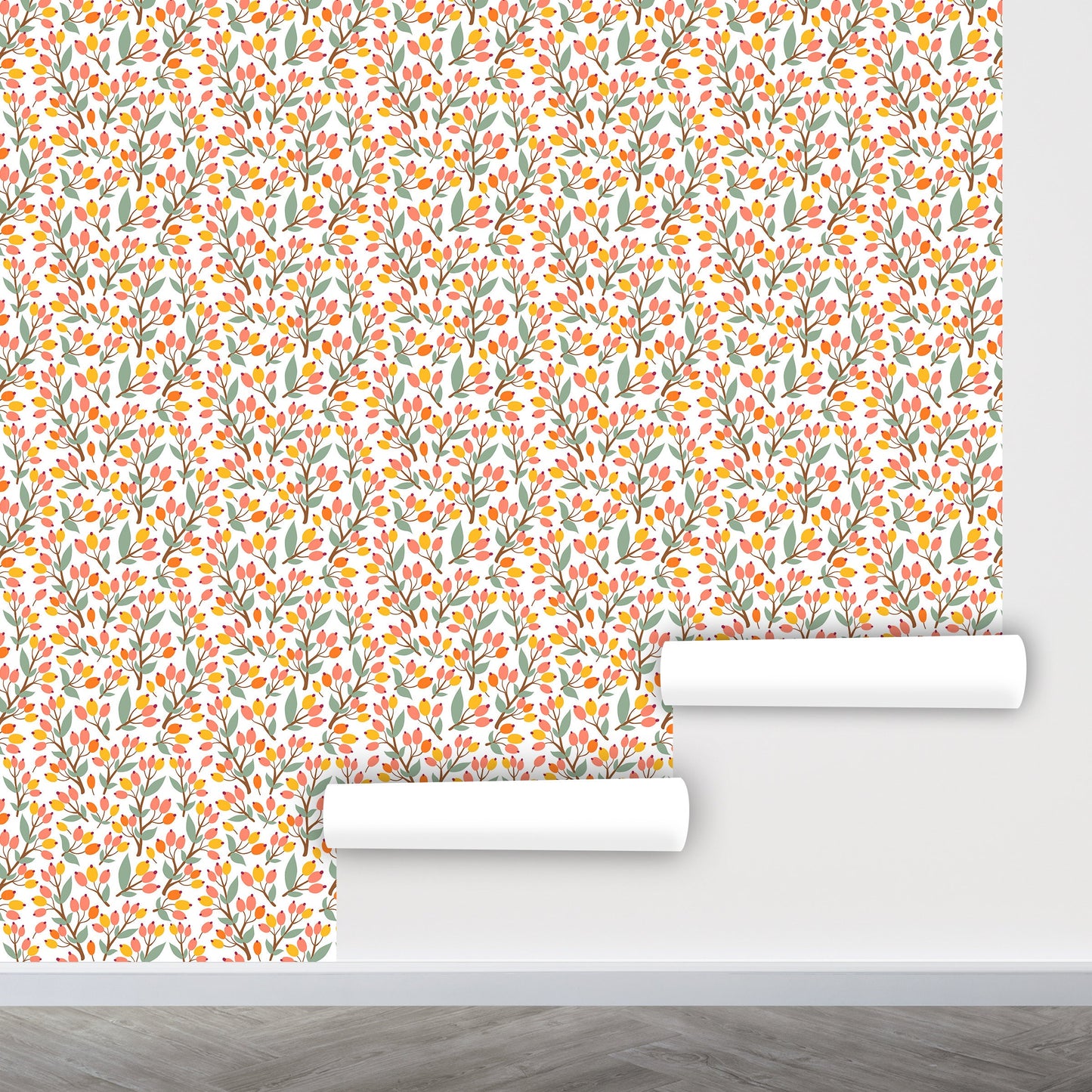 Berry Wallpaper Peel and Stick, Kitchen Wallpaper, Botanical Wallpaper, Removable Wall Paper