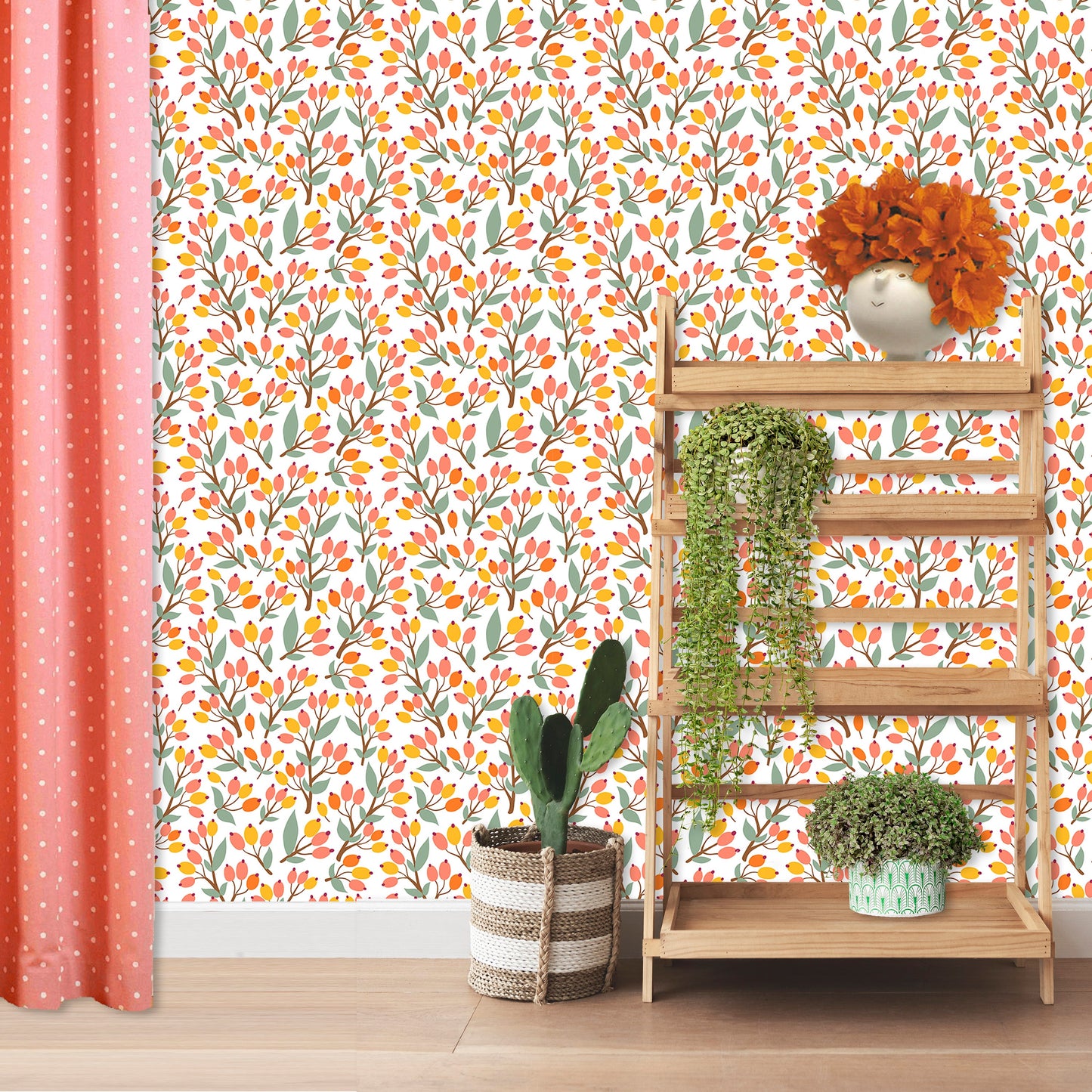 Berry Wallpaper Peel and Stick, Kitchen Wallpaper, Botanical Wallpaper, Removable Wall Paper