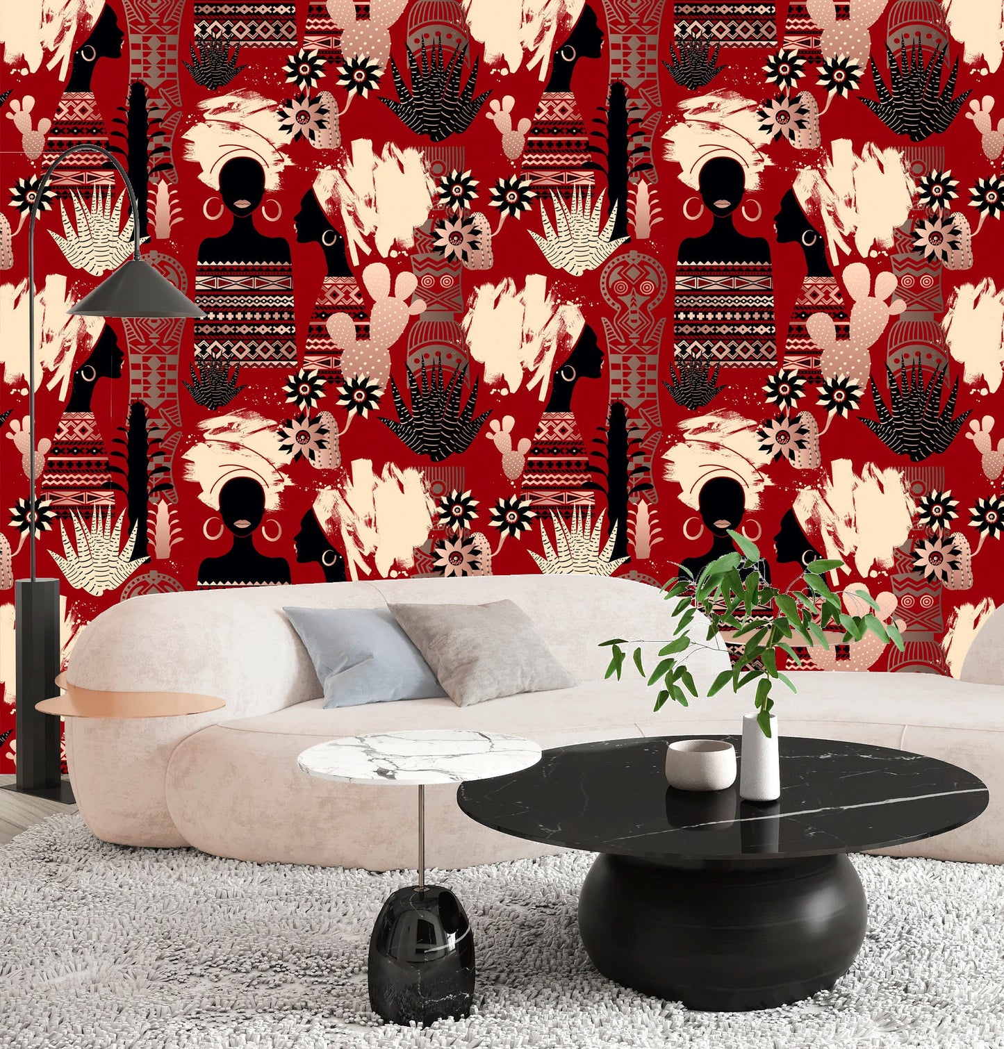 African Wallpaper Peel and Stick, Tribal Wallpaper, Woman Wallpaper, Removable Wall Paper