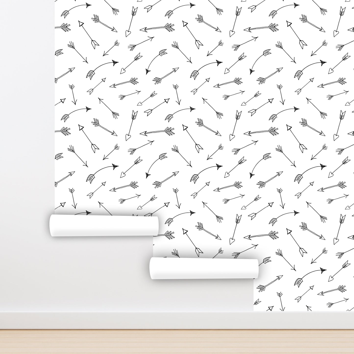 Arrow Wallpaper Peel and Stick, Black and White Wallpaper, Kids Room Wallpaper, Removable Wall Paper