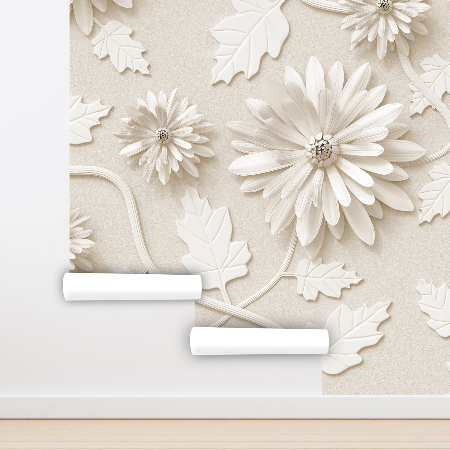 Embossed Wallpaper Peel and Stick, 3d Floral Wallpaper, Removable Wall Paper