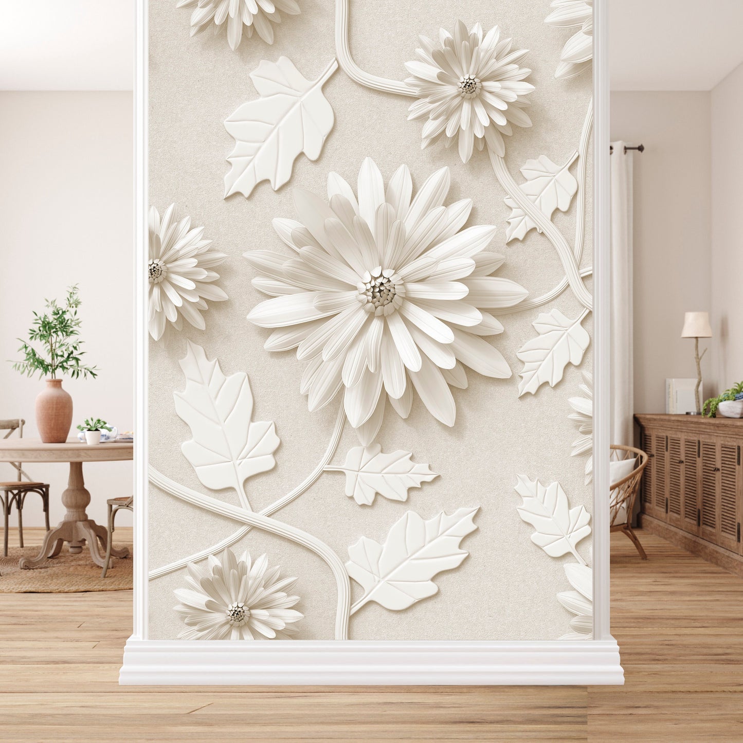Embossed Wallpaper Peel and Stick, 3d Floral Wallpaper, Removable Wall Paper