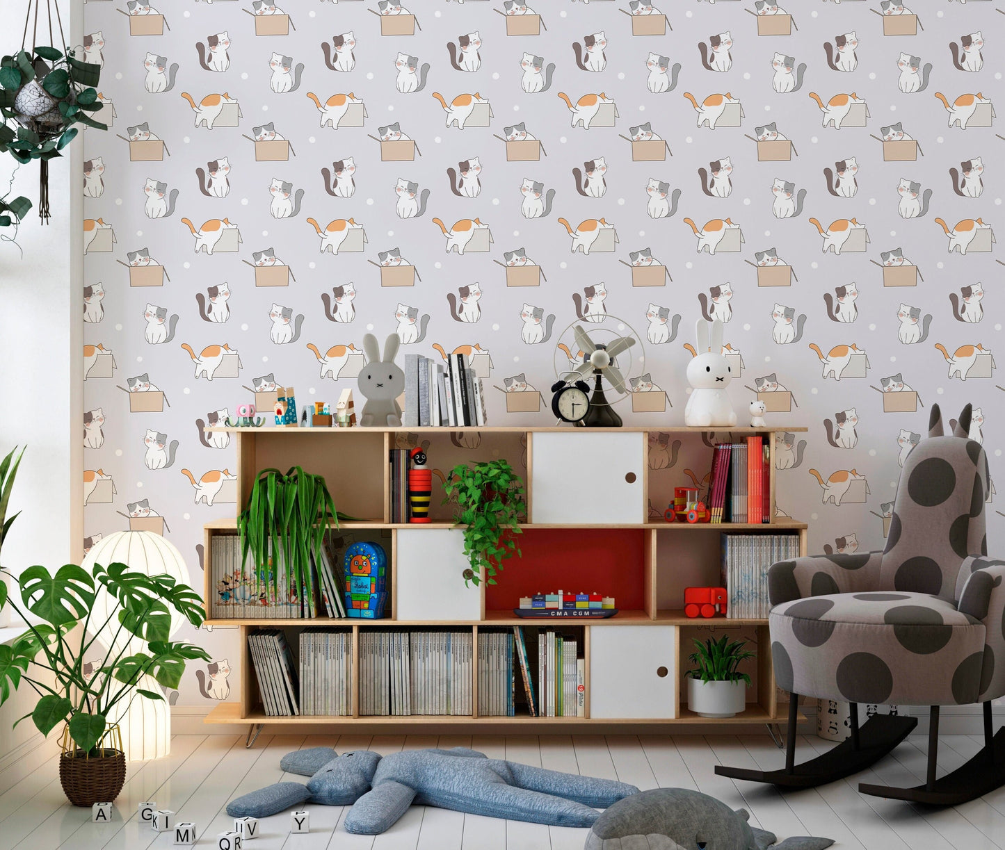 Cat Wallpaper Peel and Stick, Animal Wallpaper, Removable Wall Paper