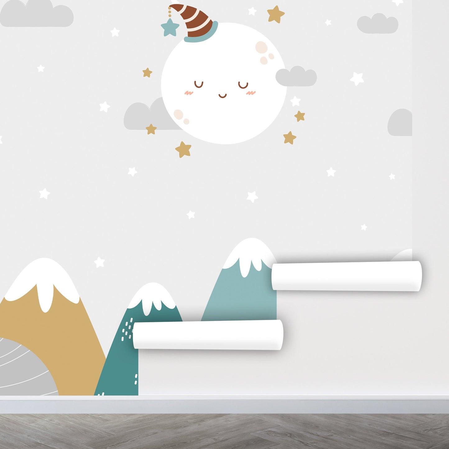 Nursery Wallpaper Mountains. Peel and Stick Wallpaper, Kids Room Wallpaper, Removable Wall Paper