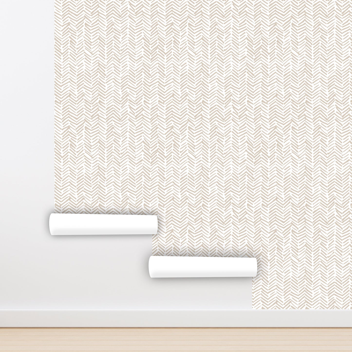 Herringbone Wallpaper Peel and Stick, Beige Brushstroke Wallpaper, Geometric Wallpaper, Removable Wall Paper