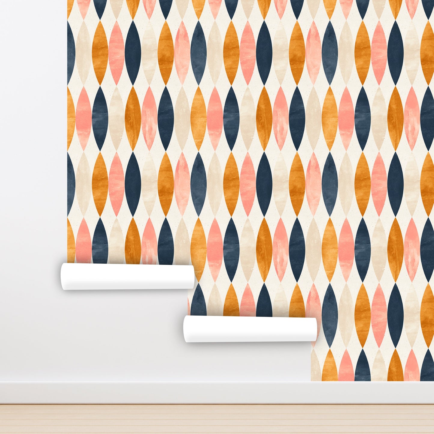 Midcentury Wallpaper Peel and Stick, Beige Geometric Wallpaper, Removable Wall Paper