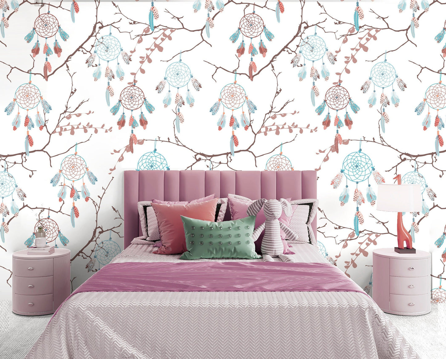 Dreamcatcher Wallpaper Peel and Stick, Boho Wallpaper, Bedroom Wallpaper, Removable Wall Paper