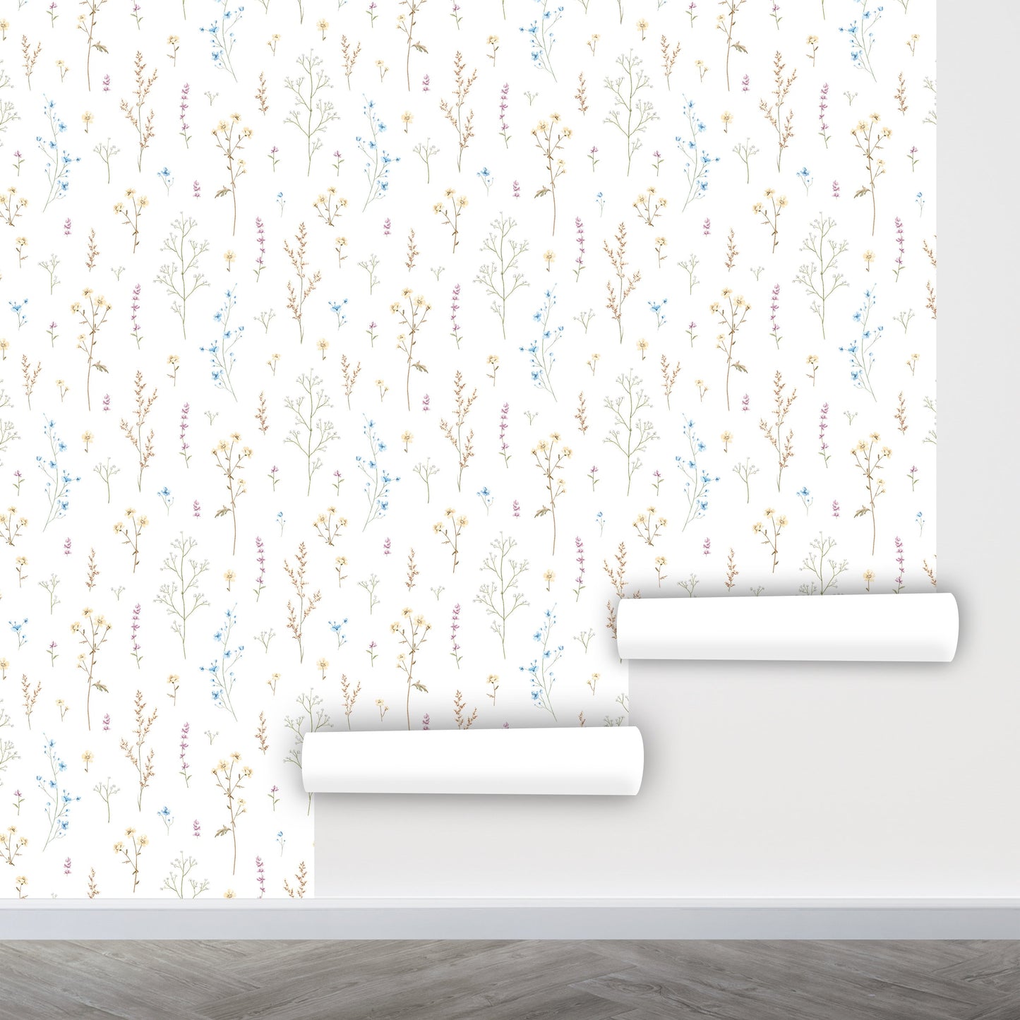 Delicate Wallpaper Peel and Stick, Minimalist Wallpaper, Dainty Floral Wallpaper, Removable Wall Paper