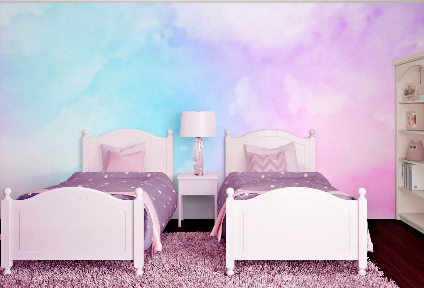 Pink Sky Wallpaper Peel and Stick, Ombre Wallpaper, Watercolor Wallpaper, Girls Room Wallpaper, Nursery Wallpaper, Removable Wall Paper